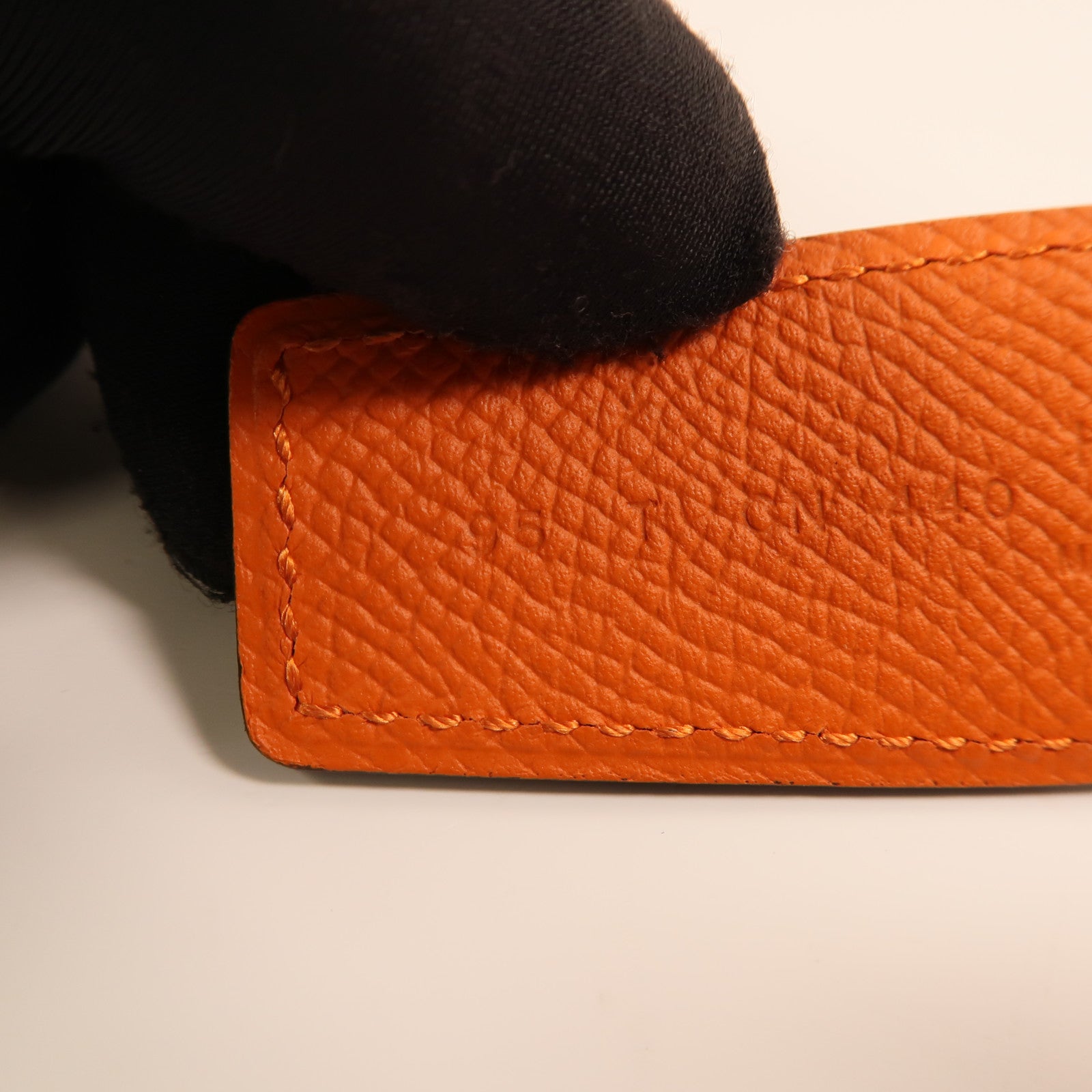HERMES Epsom/Swift皮革/925純銀Constance H Belt皮帶Orange/Beton