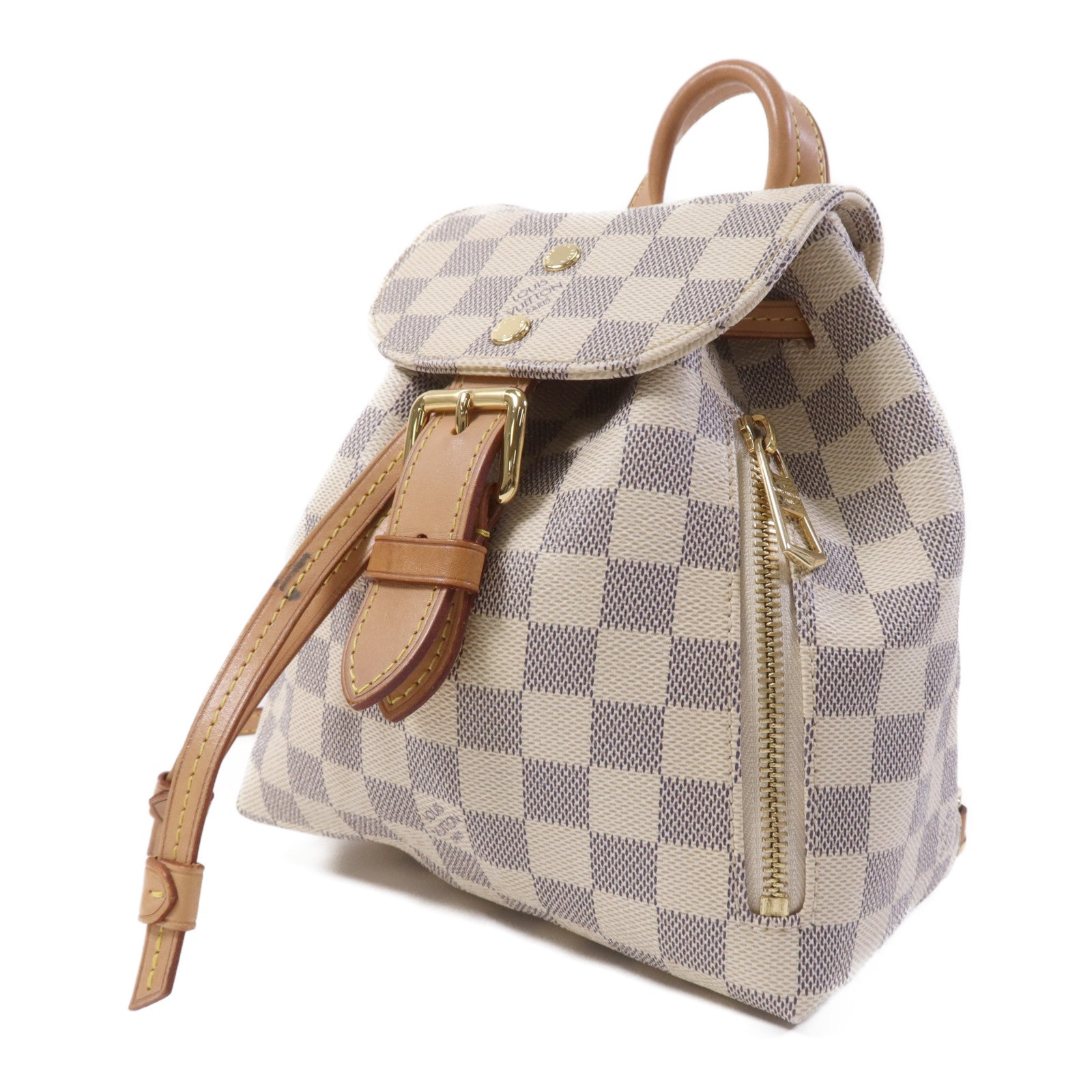 LOUIS VUITTON Damier Azur Sperone BB金扣背包