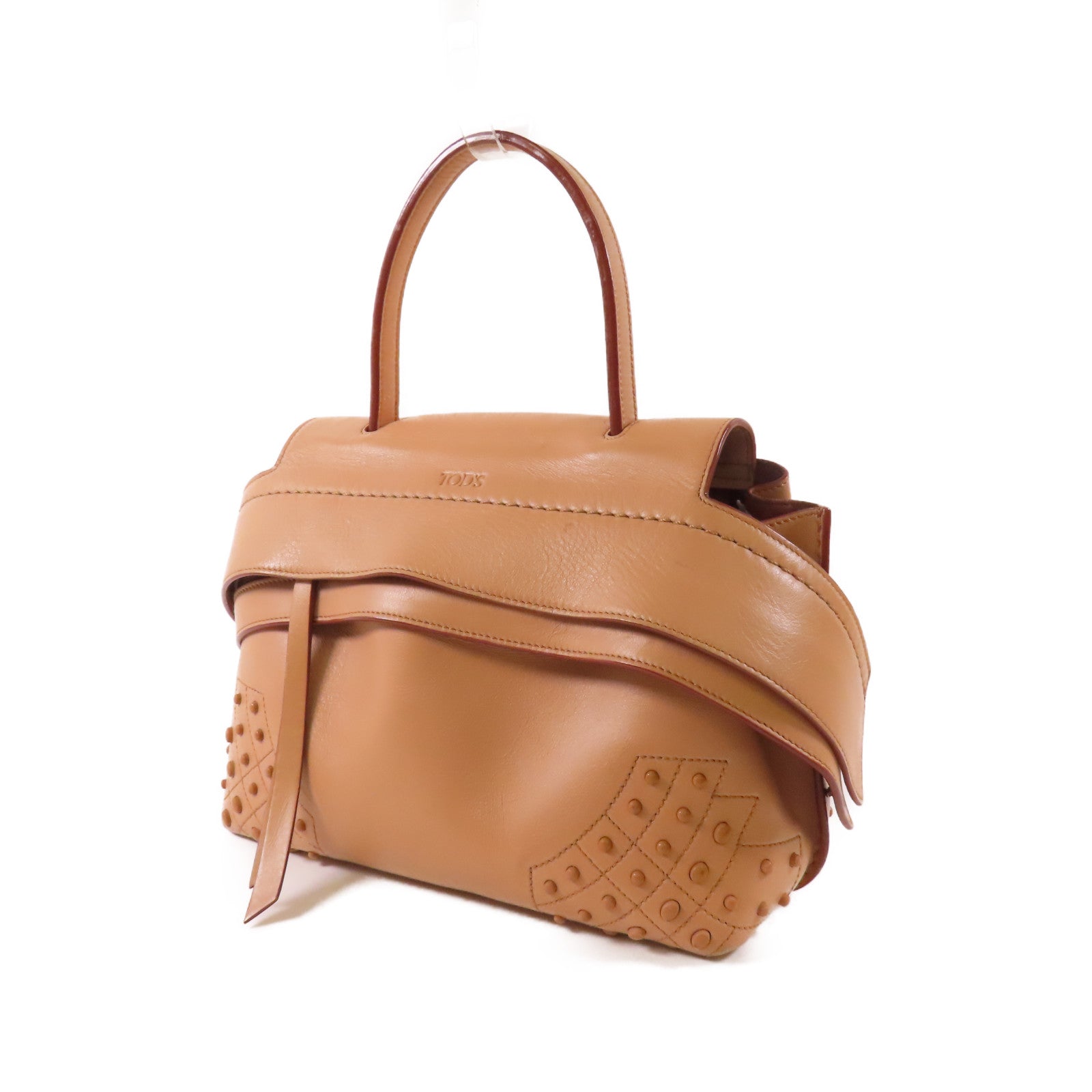 TOD'S 牛皮皮革2 Way Bag銀扣手挽肩背兩用袋