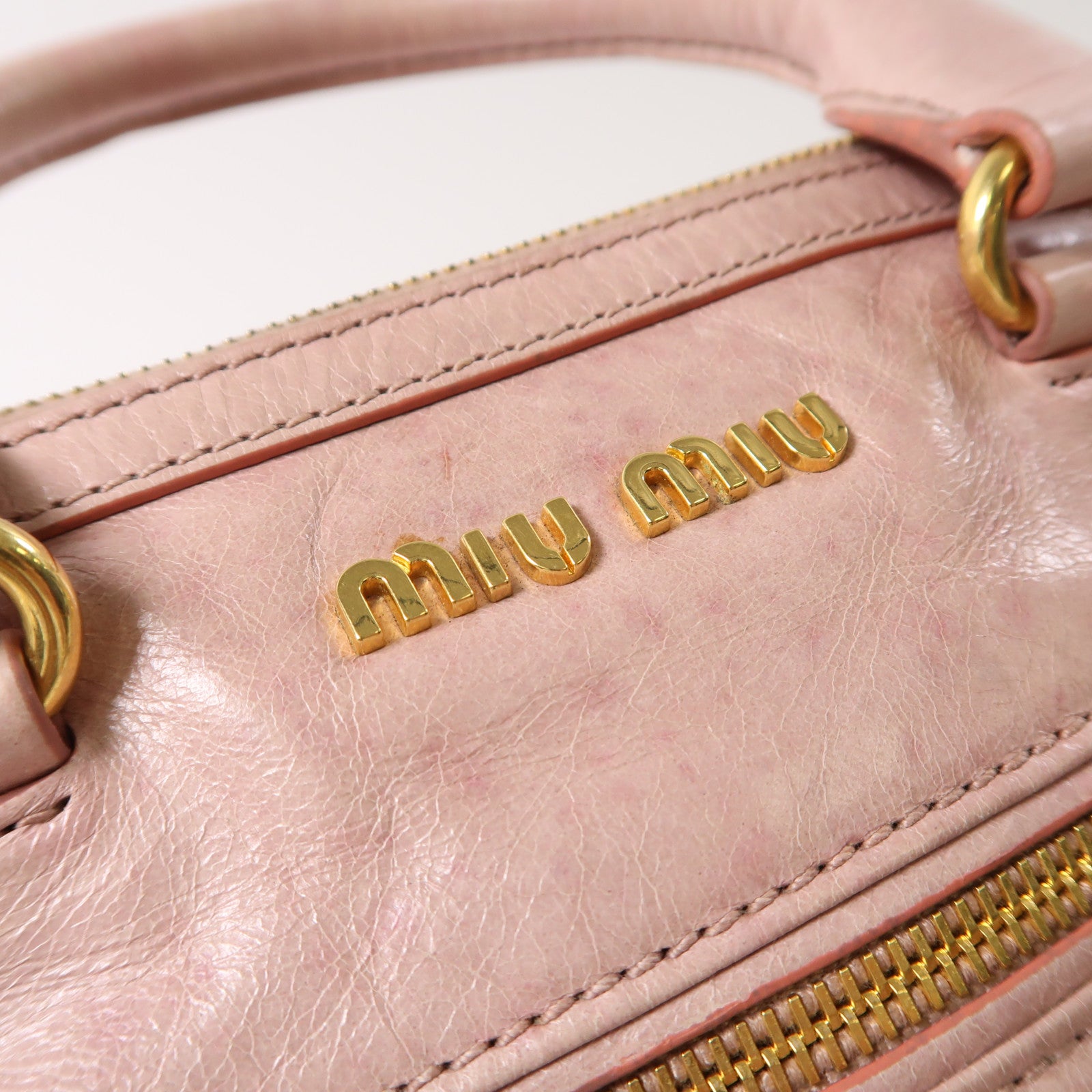Miu Miu 牛皮皮革2 Way Shoulder金扣手挽肩背兩用袋粉紅色
