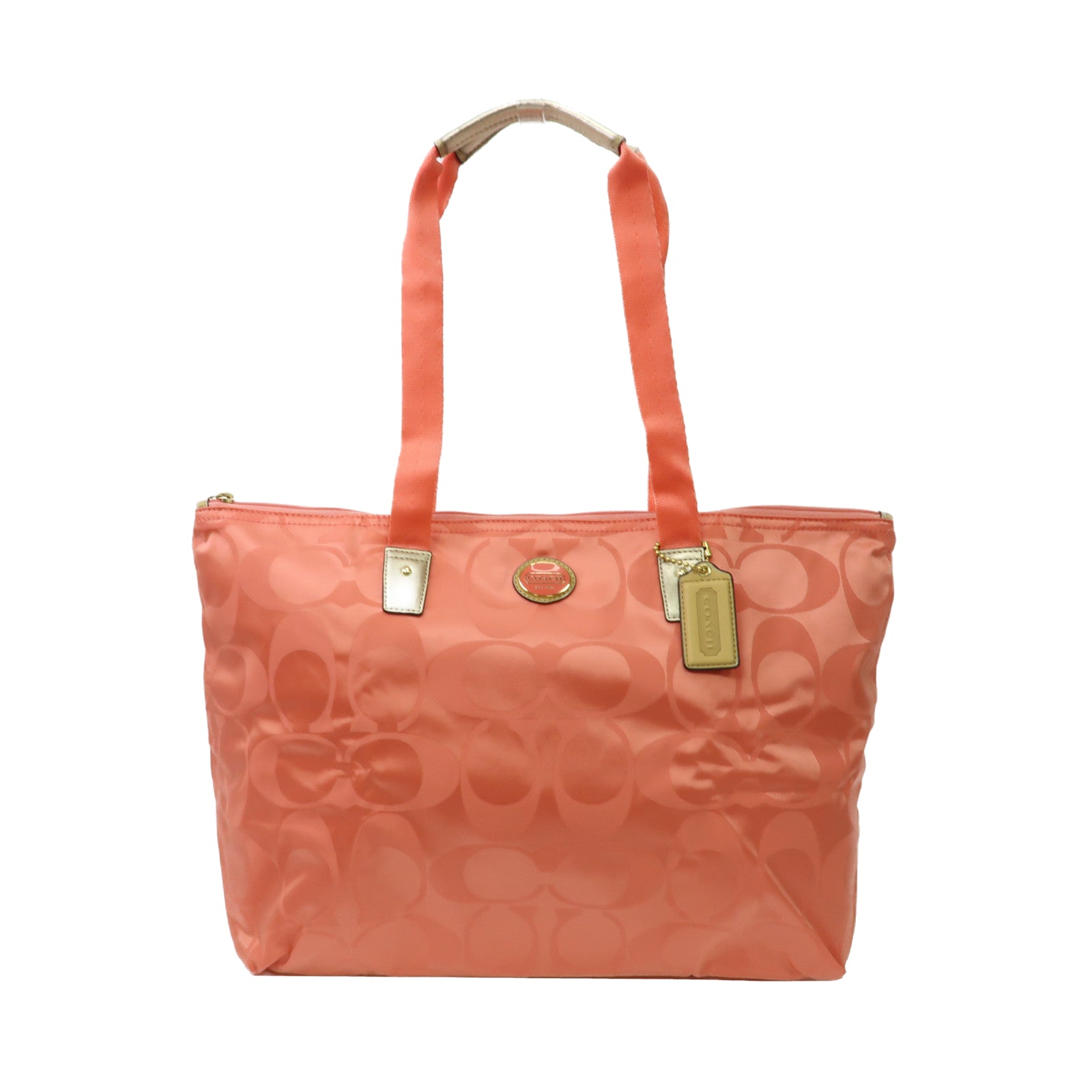 COACH 【激減優惠】尼龍Tote Bag金扣手挽袋粉紅色