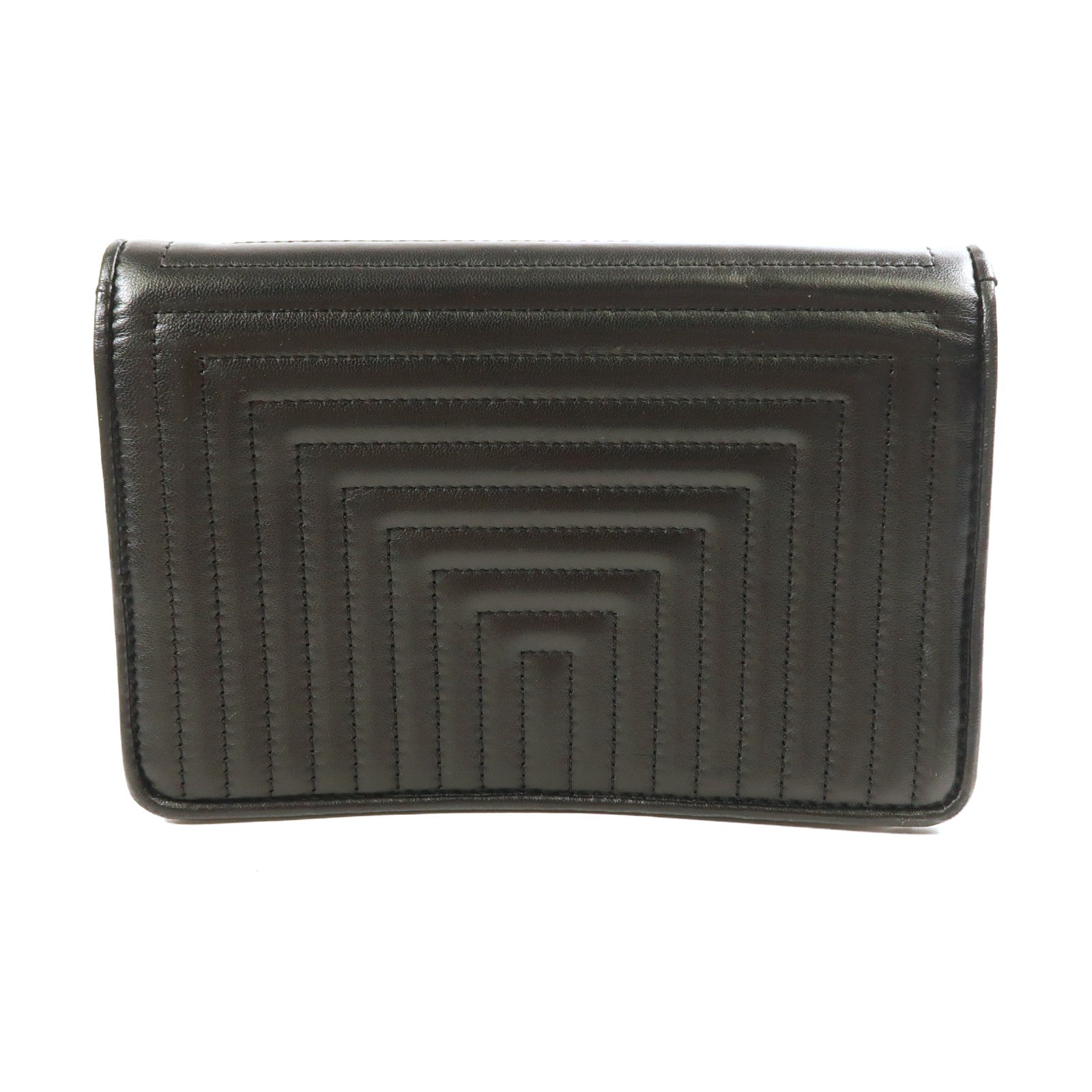 FENDI SHW Shiny Nappa Trapuntata Potom Wallet On Chain 8M0346 Calfskin Black