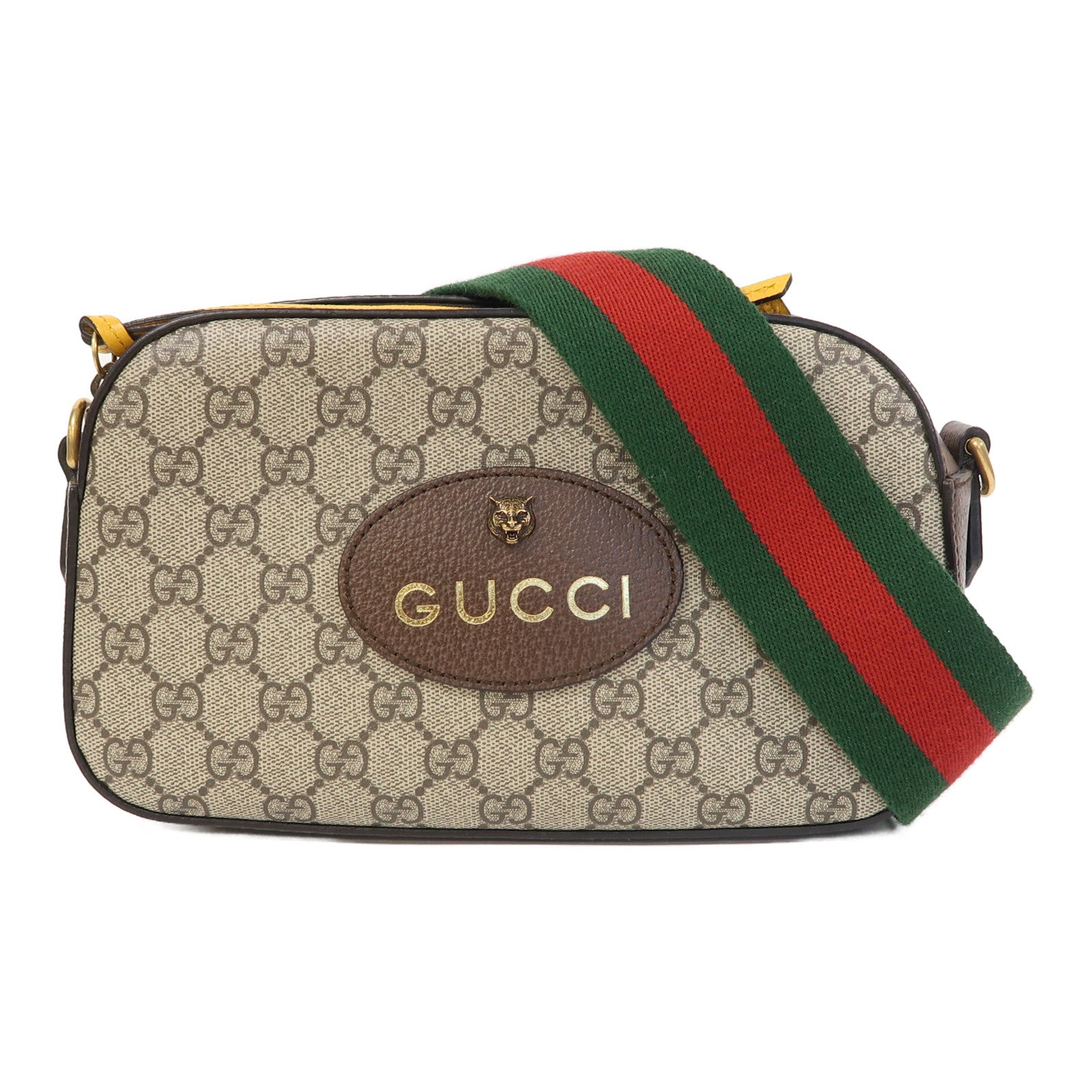 GUCCI 塗層帆布Neo Vintage GG Supreme金扣肩背袋啡色