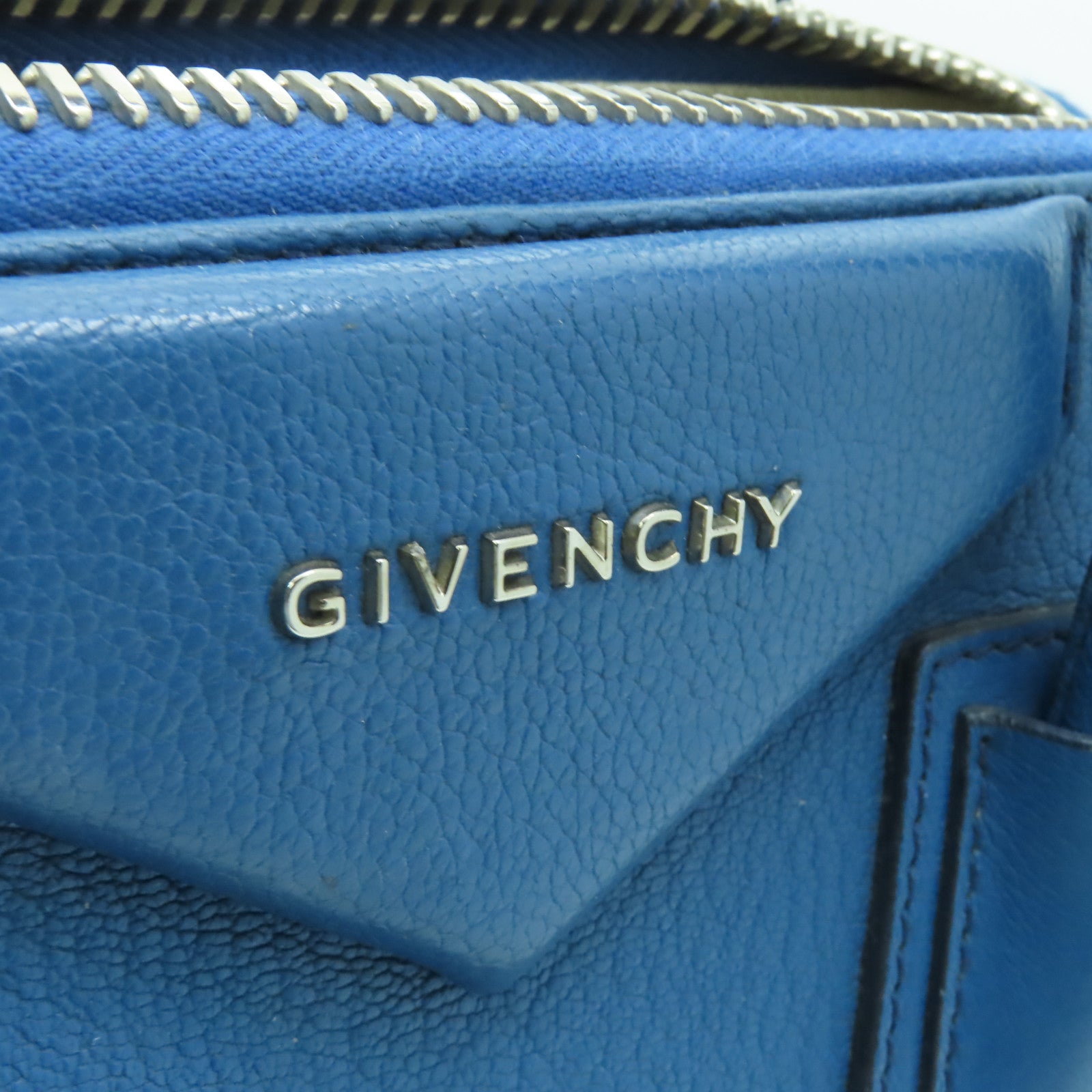 GIVENCHY 【激減優惠】皮革2way Shoulder Bag銀扣手挽肩背兩用袋藍色