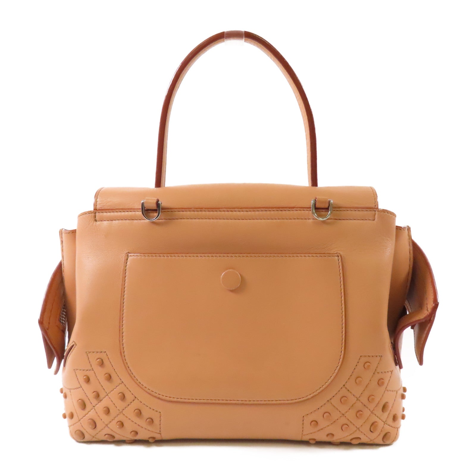 TOD'S 牛皮皮革2 Way Bag銀扣手挽肩背兩用袋