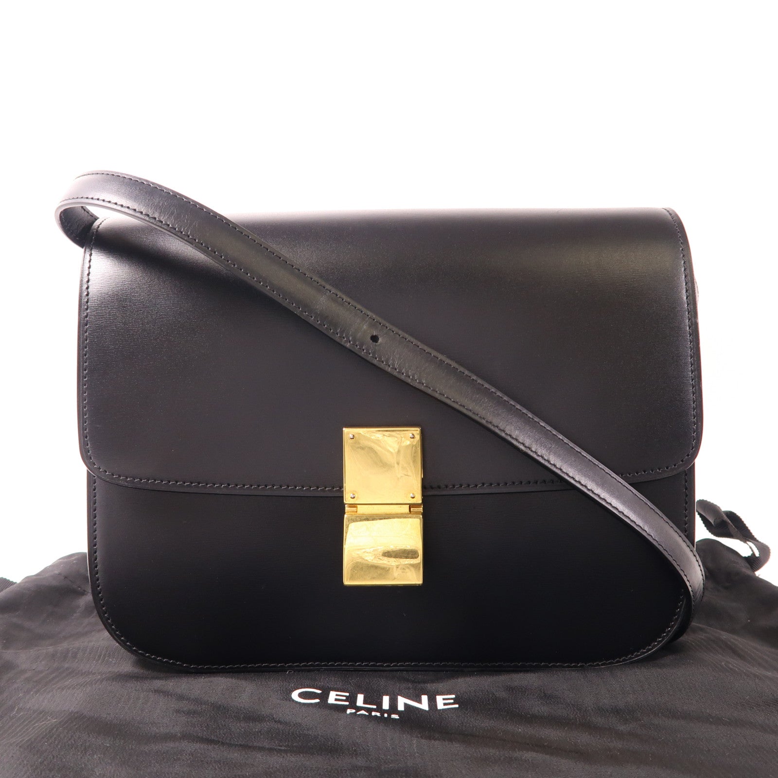 CELINE 牛皮皮革Classic Box金扣肩背袋
