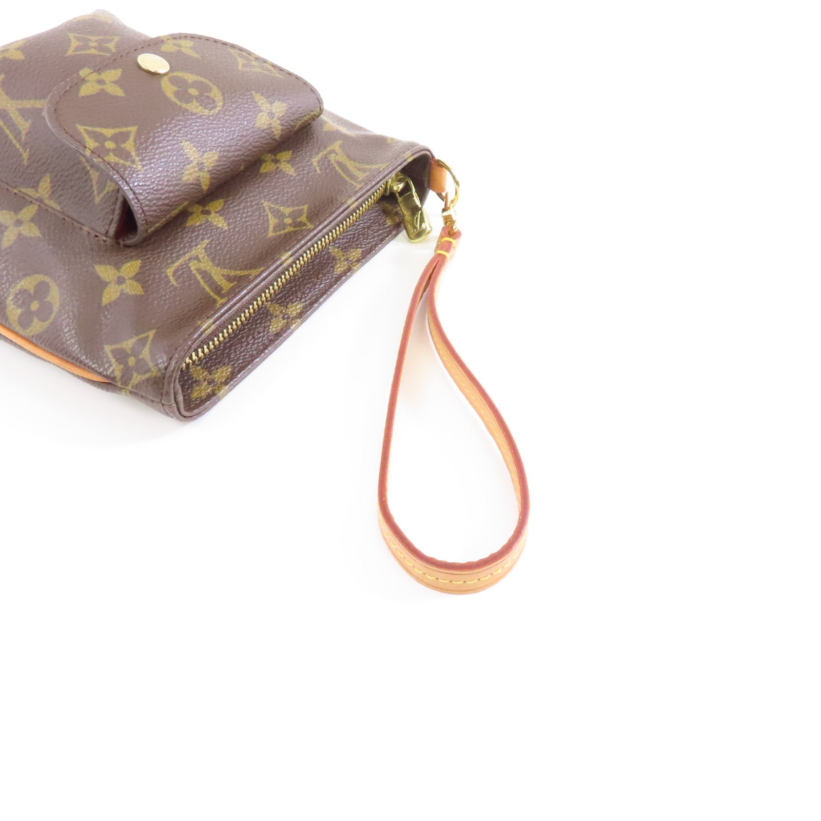 LOUIS VUITTON Monogram Partition金扣手拿包啡色