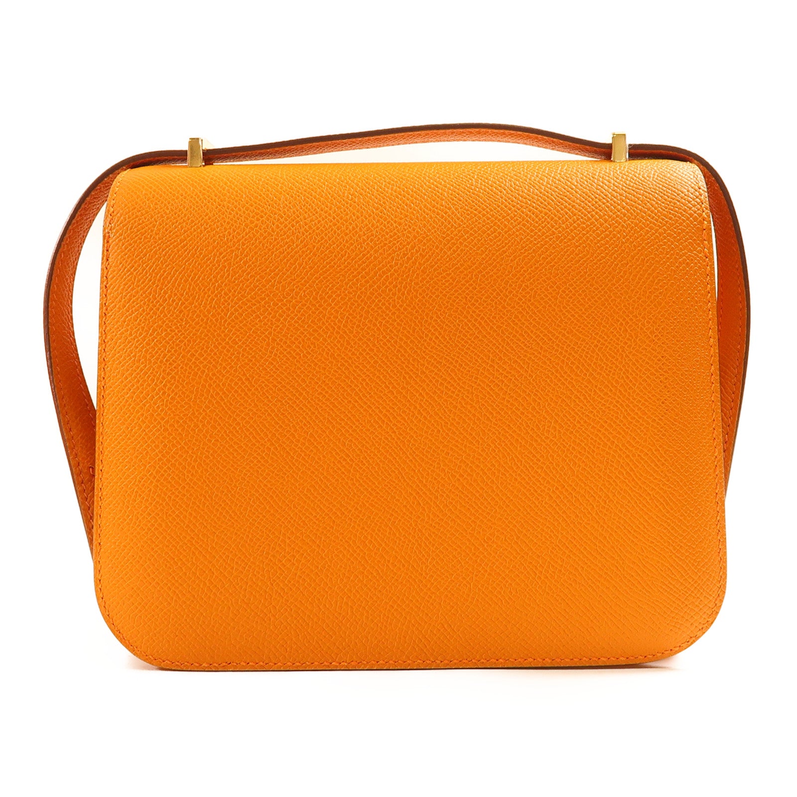 HERMES Epsom皮革Constance Mini金扣肩背袋Orange