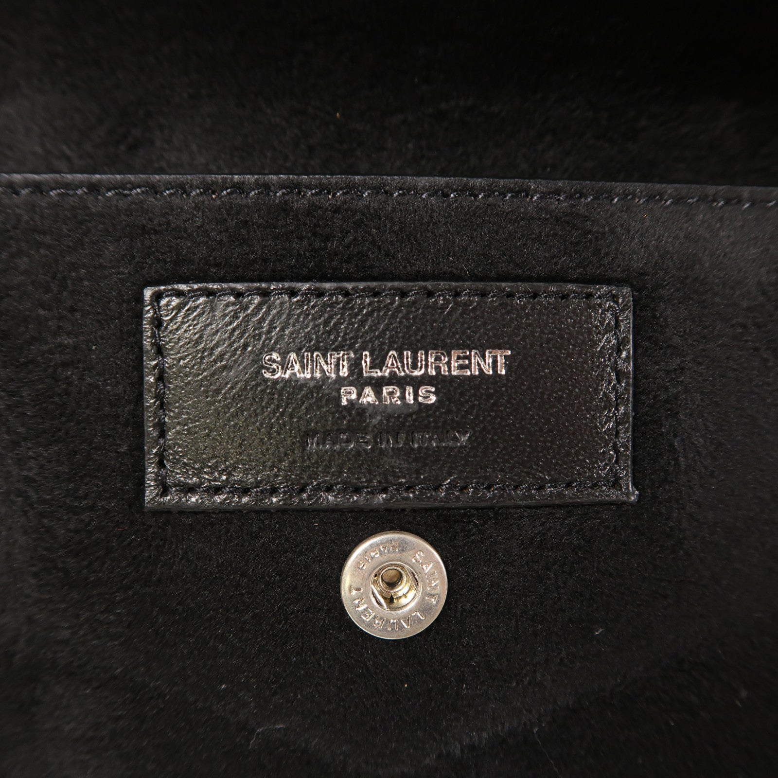 SAINT LAURENT 羊皮皮革Bucket Bag銀扣肩背袋