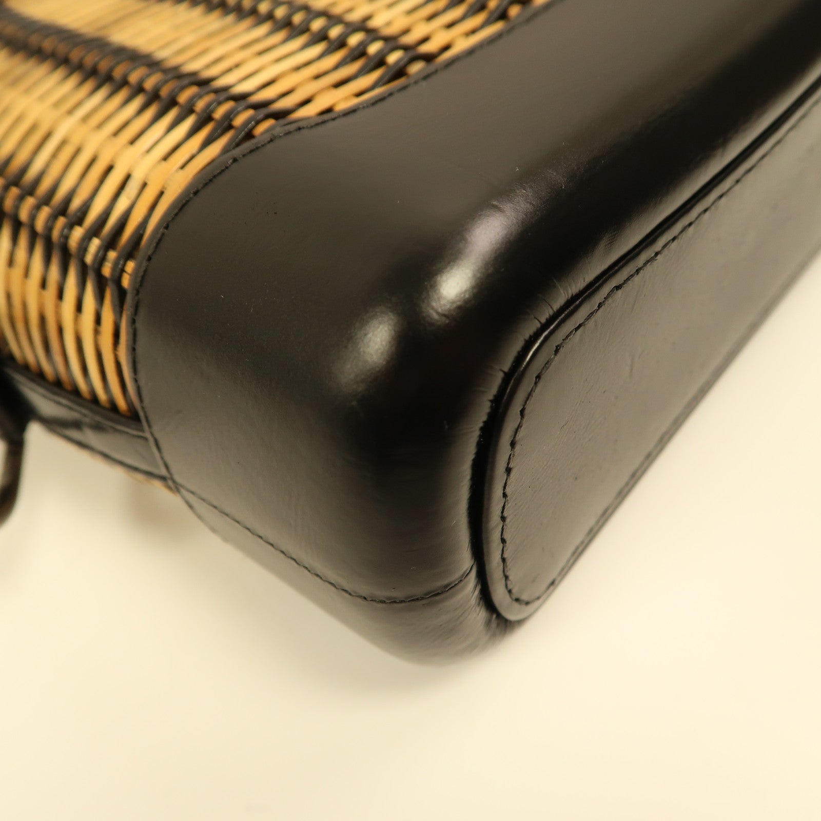 CHANEL CC Gabrielle Small Shoulder Bag Rattan Black/Brown
