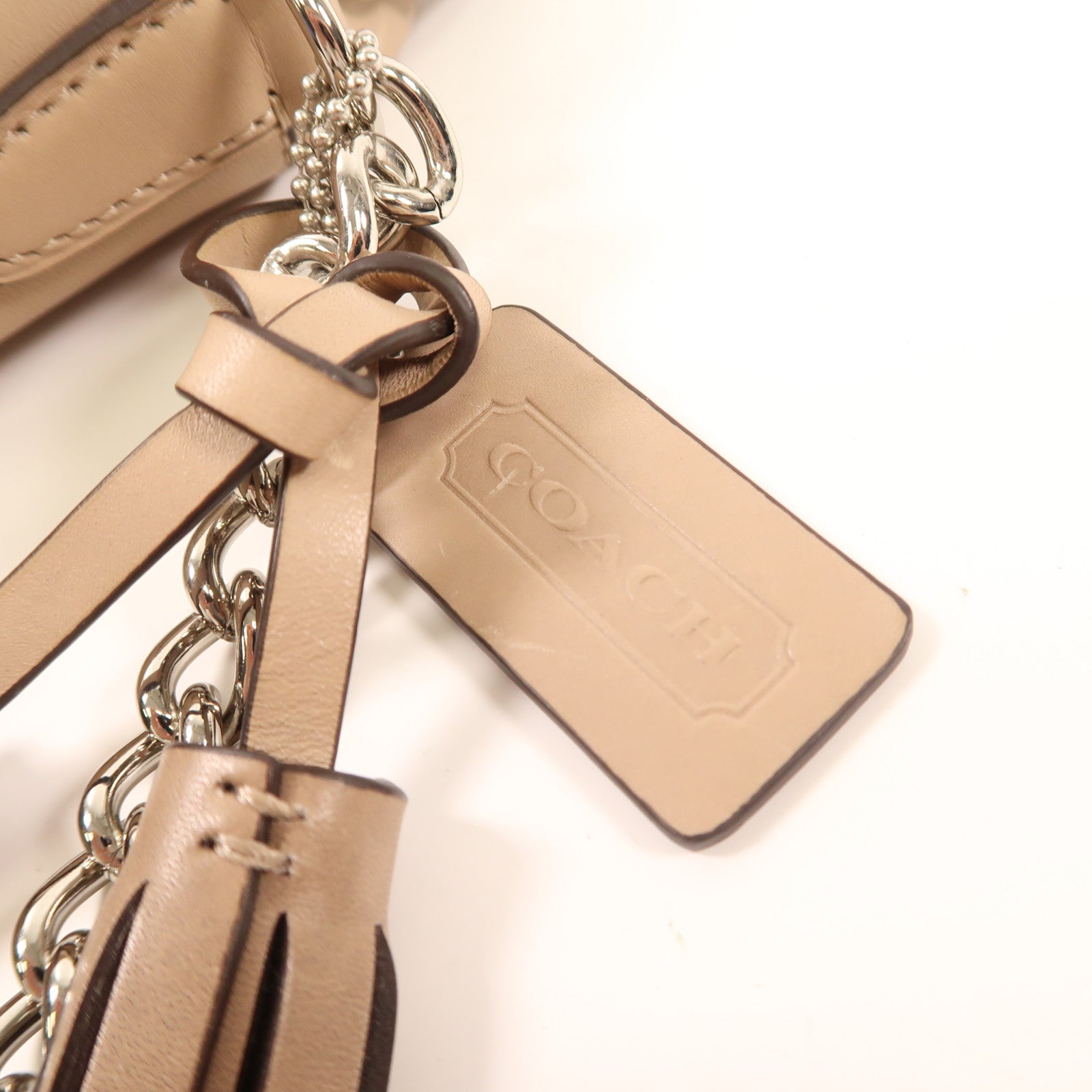 COACH 牛皮皮革Shoulder Bag銀扣肩背袋