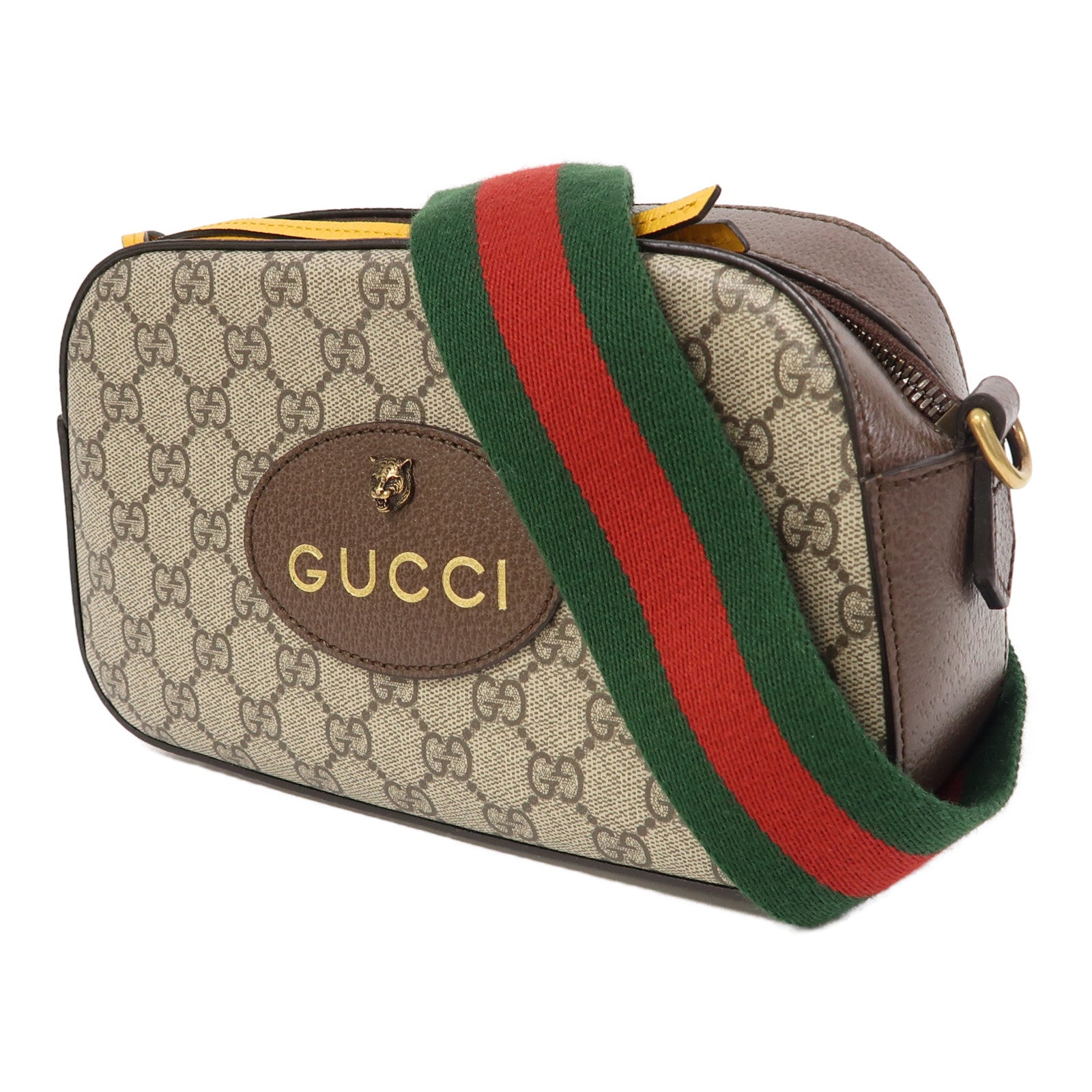 GUCCI 塗層帆布Neo Vintage GG Supreme金扣肩背袋啡色