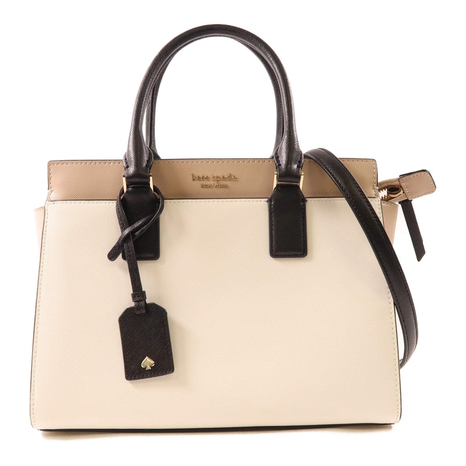 Kate Spade 【激減優惠】牛皮皮革2 Way Shoulder金扣手挽肩背兩用袋白色/米色
