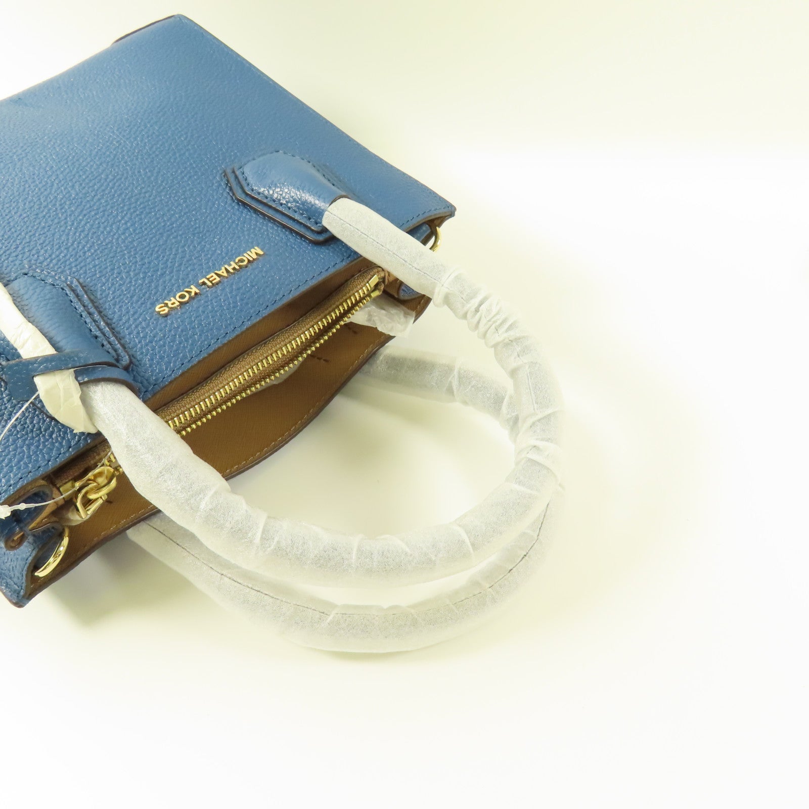 Michael Kors GHW 2way Shoulder Bag Calfskin Leather Blue