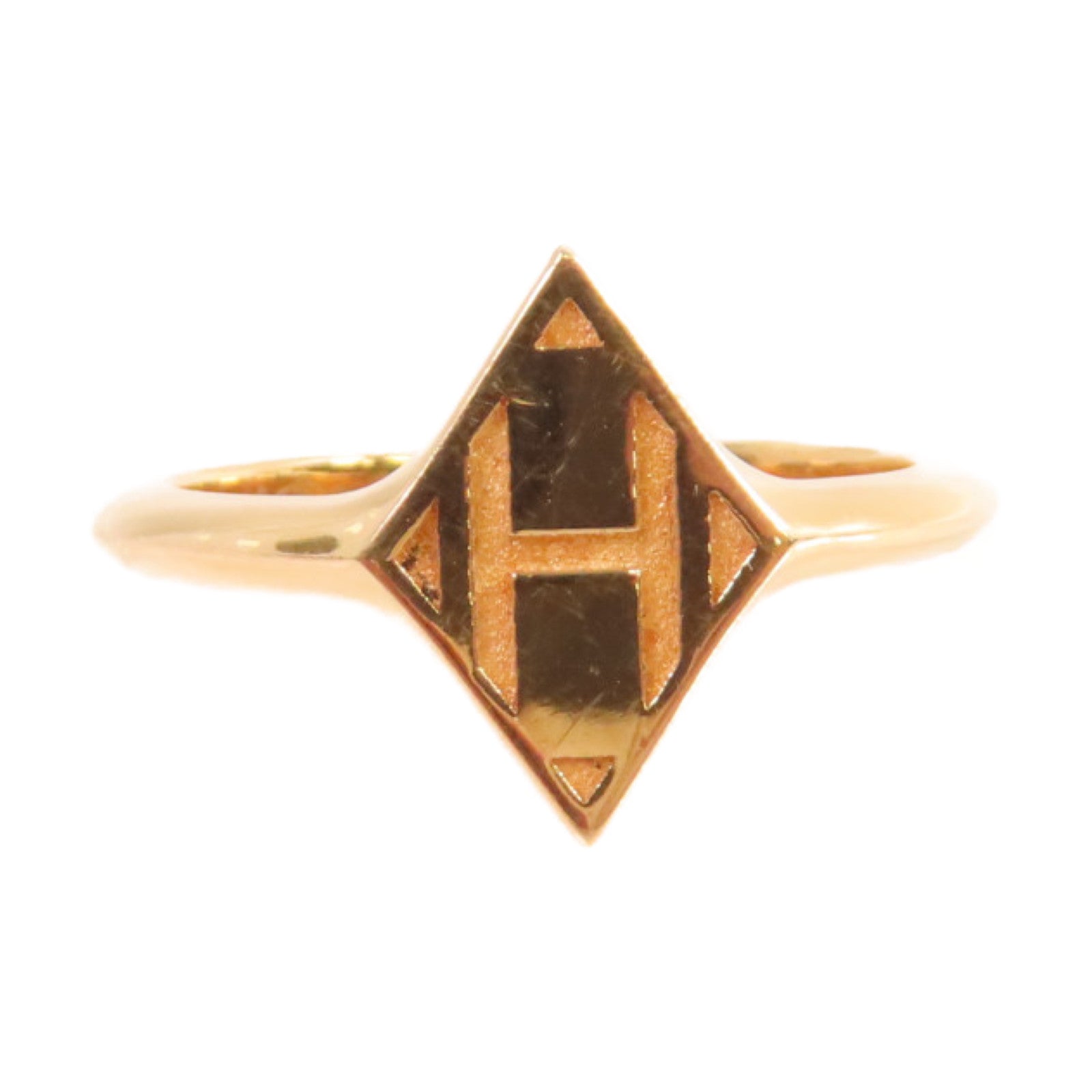 HERMES 18K黃金Gambade H Ring戒指#51/US#5.5