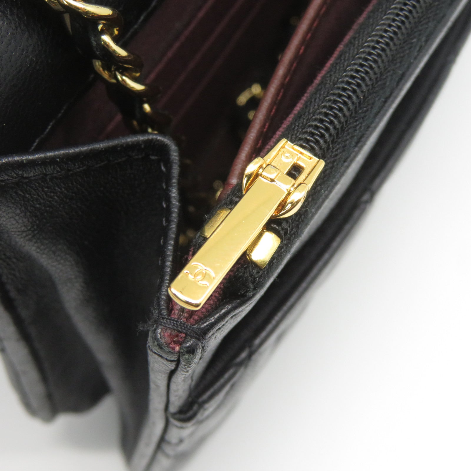 CHANEL 菱格羊皮皮革Chain Shoulder Bag金扣肩背袋黑色