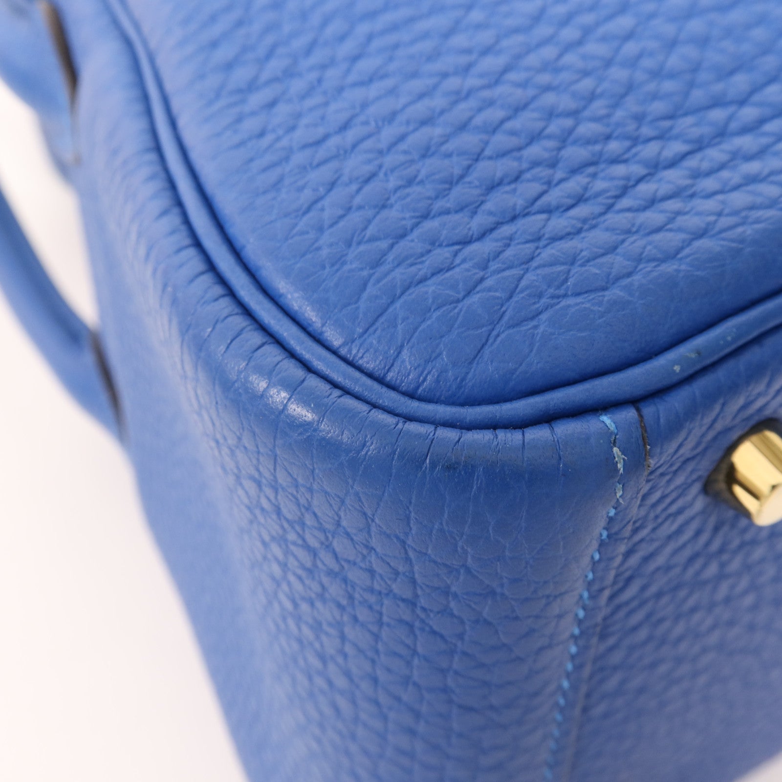 HERMES Clemence皮革Mini Lindy金扣手挽肩背兩用袋Bleu France