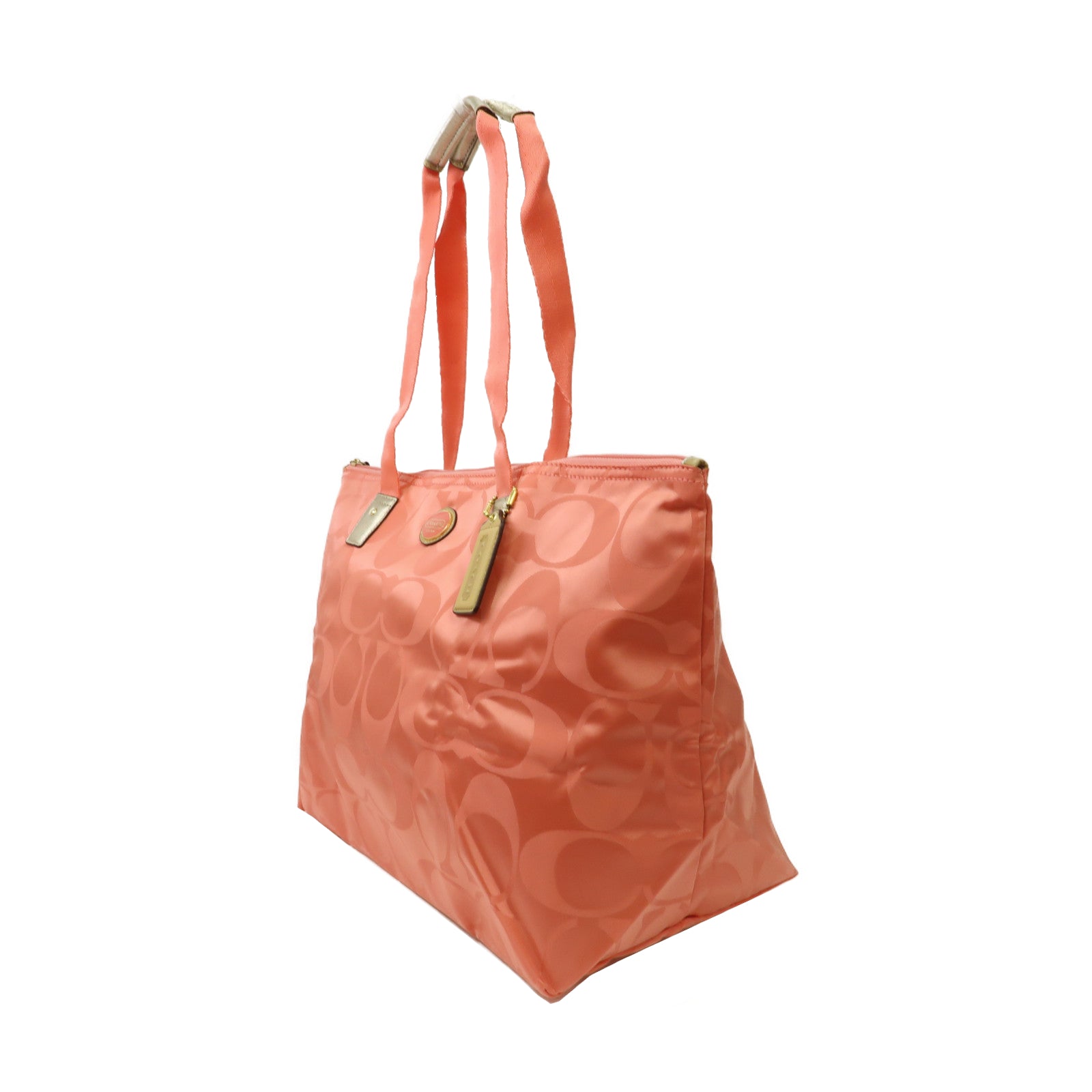 COACH 【激減優惠】尼龍Tote Bag金扣手挽袋粉紅色