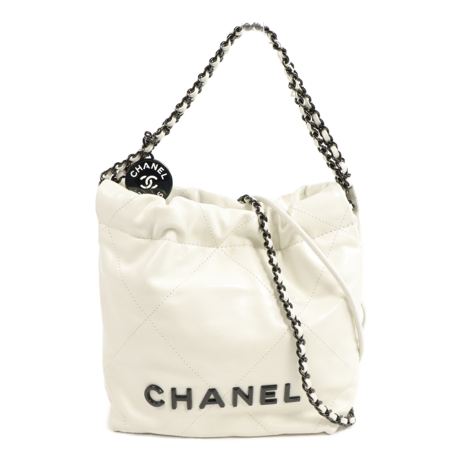 CHANEL 牛皮皮革Chanel 22 Mini鏈帶手挽肩背兩用袋