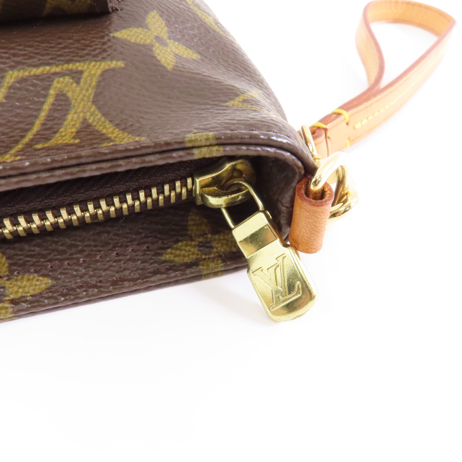 LOUIS VUITTON Monogram Partition金扣手拿包啡色