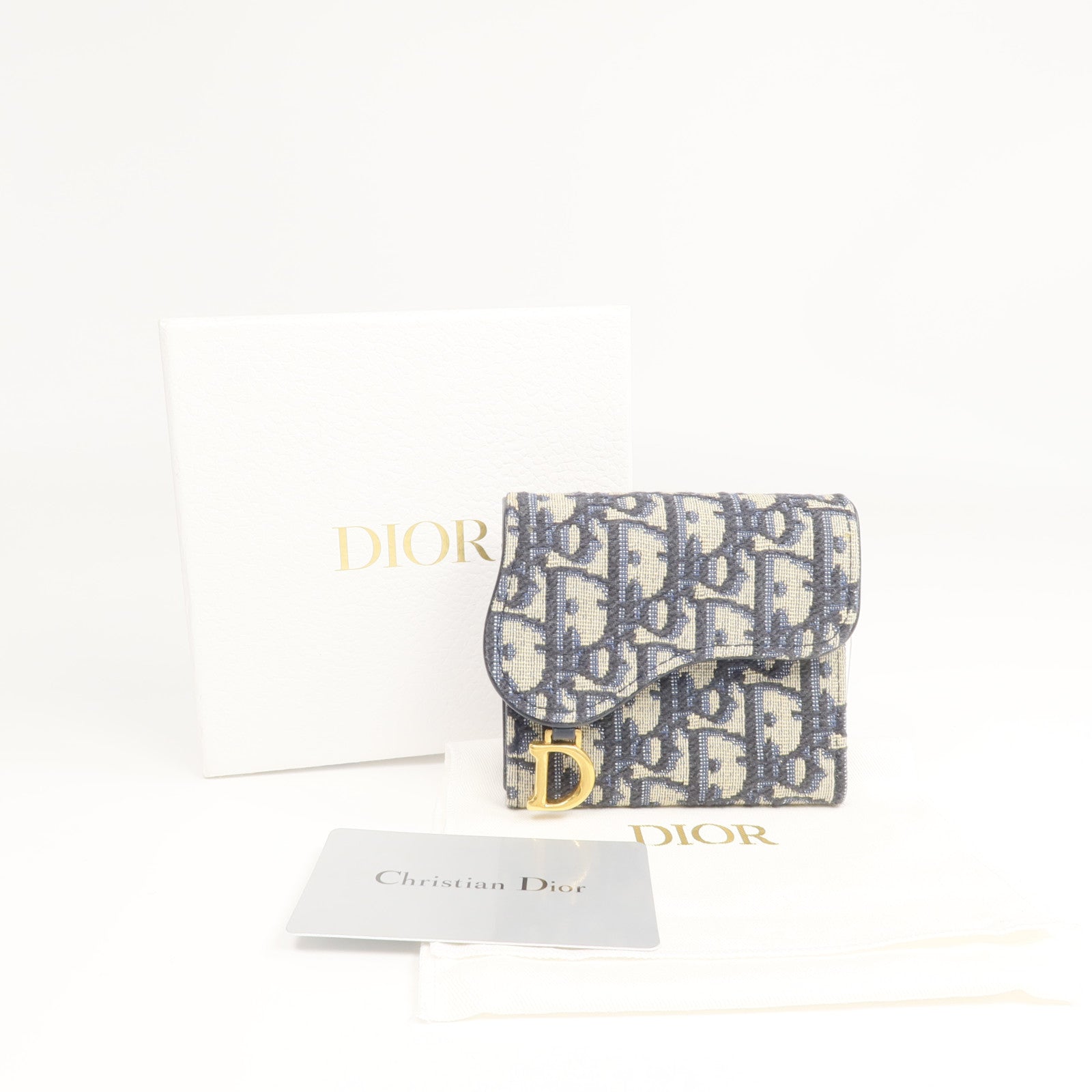 Dior 帆布Saddle Lotus Wallet金扣錢包