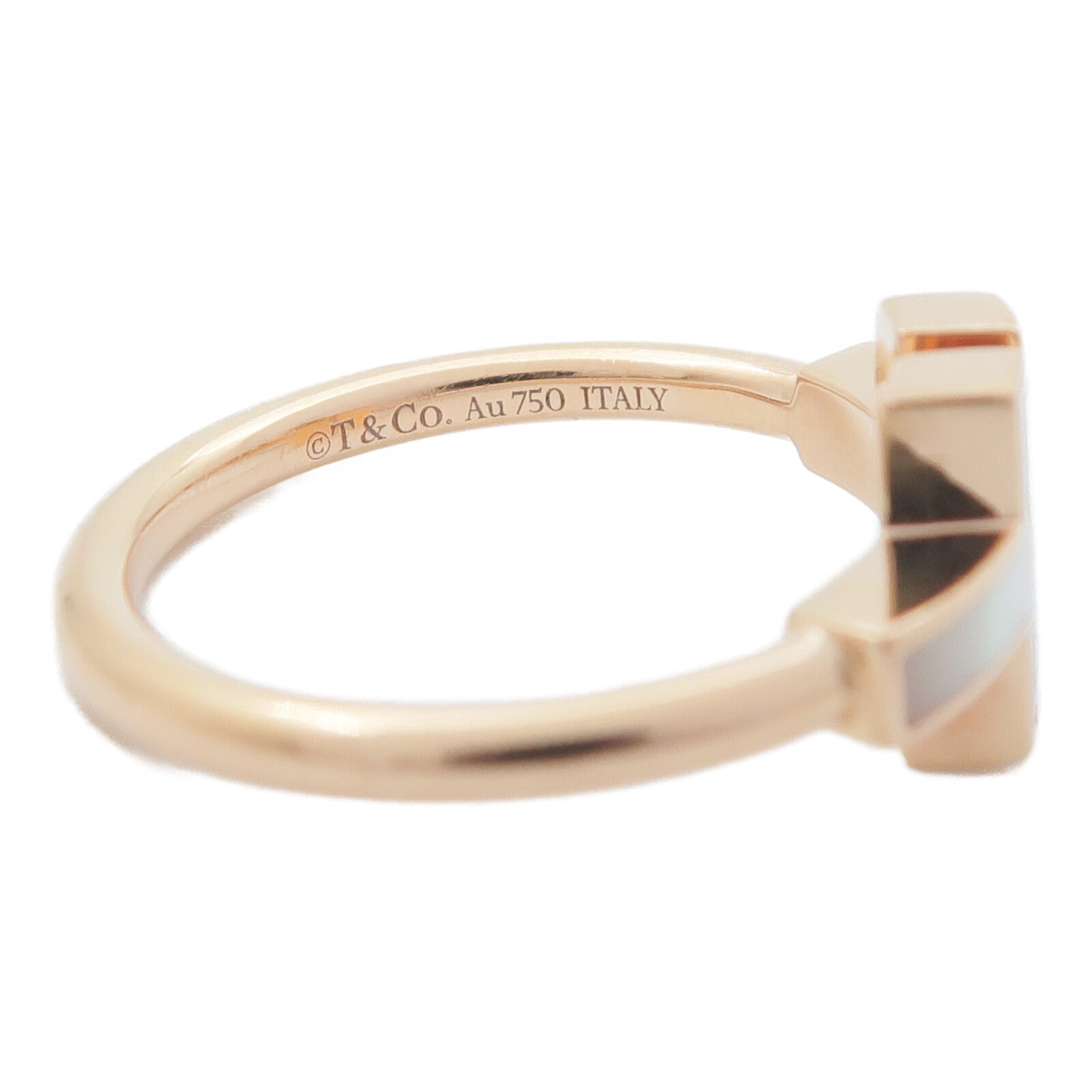 TIFFANY＆CO 18K玫瑰金/珍珠母T Wire戒指