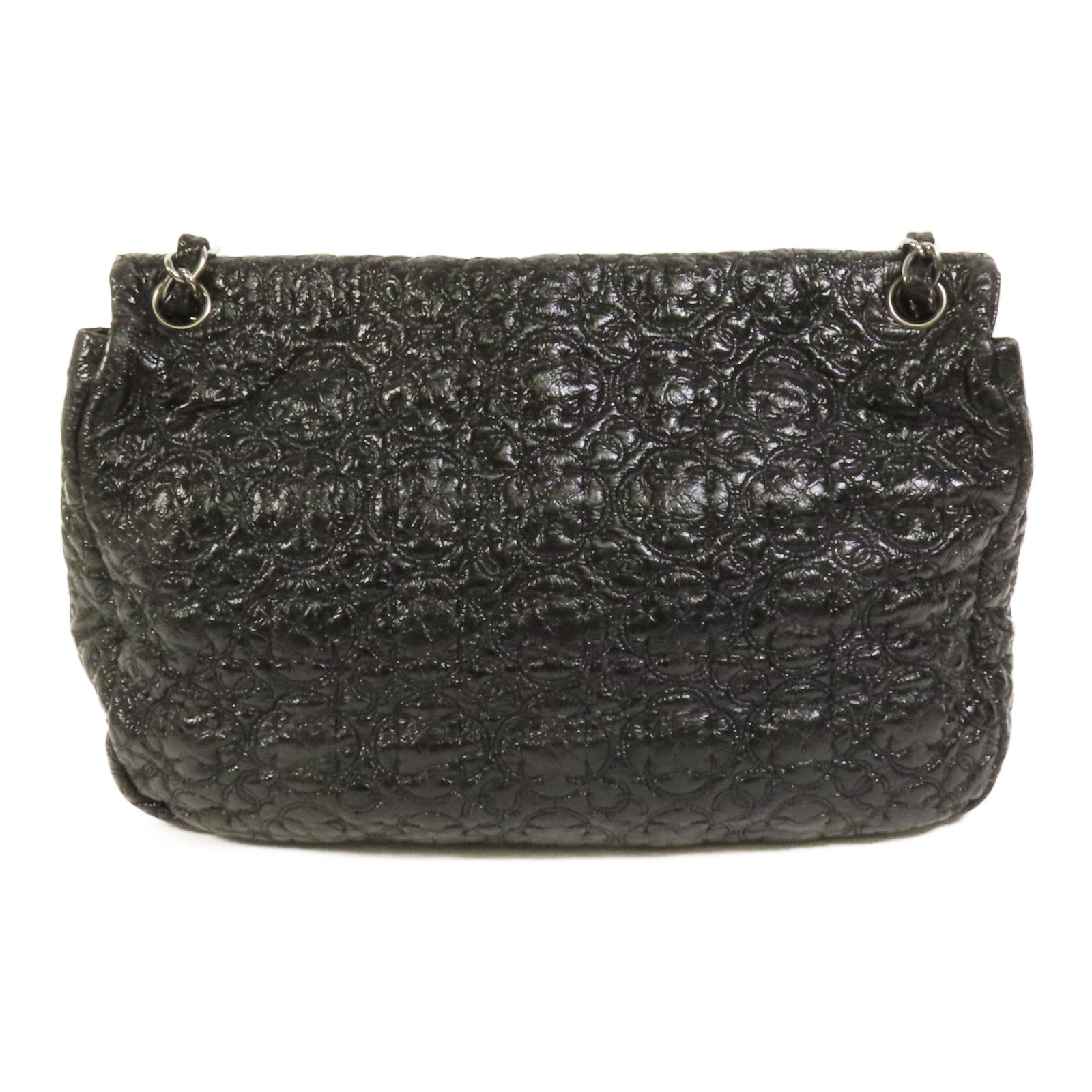 CHANEL 漆皮皮革Chain Shoulder銀扣肩背袋