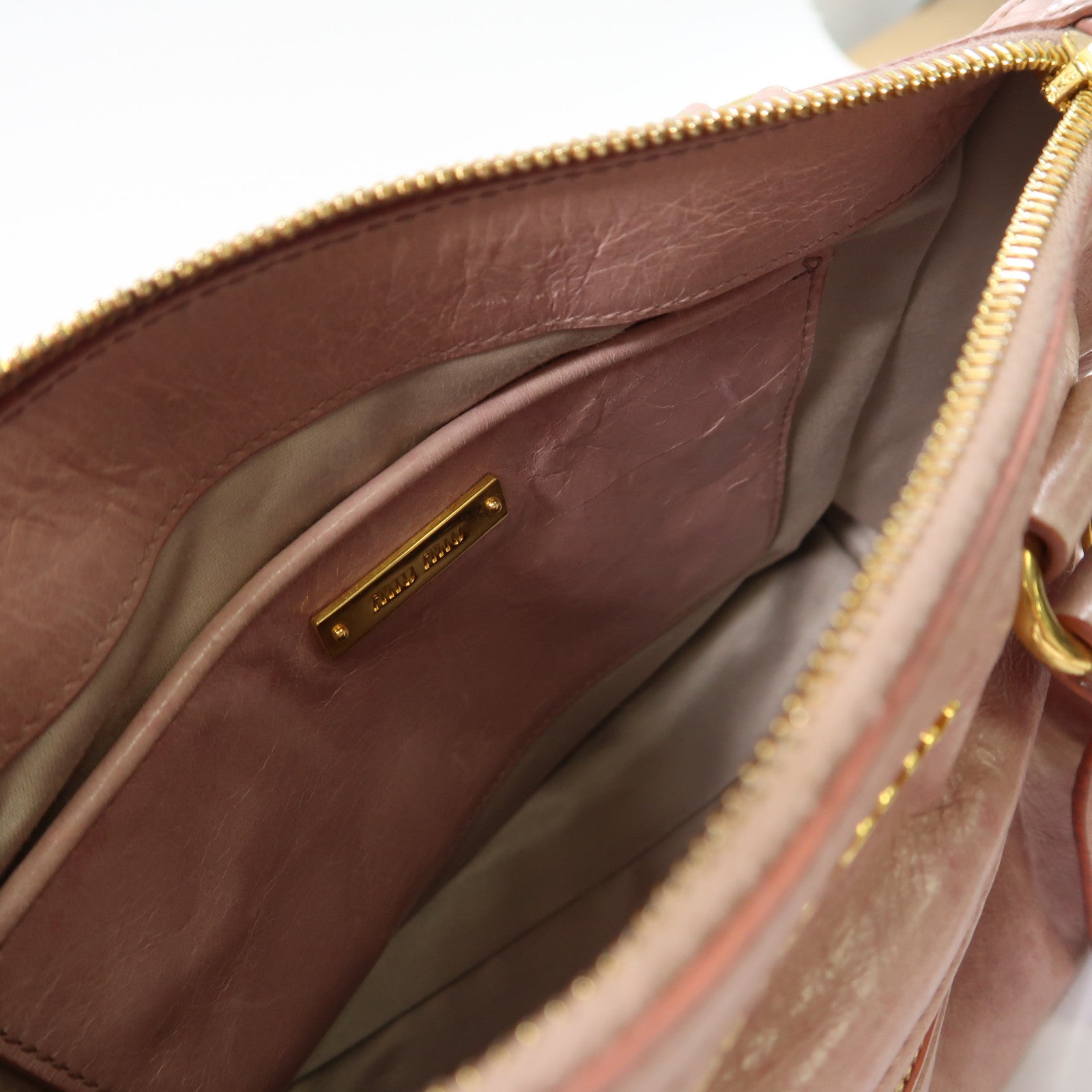 Miu Miu 牛皮皮革2 Way Shoulder金扣手挽肩背兩用袋粉紅色