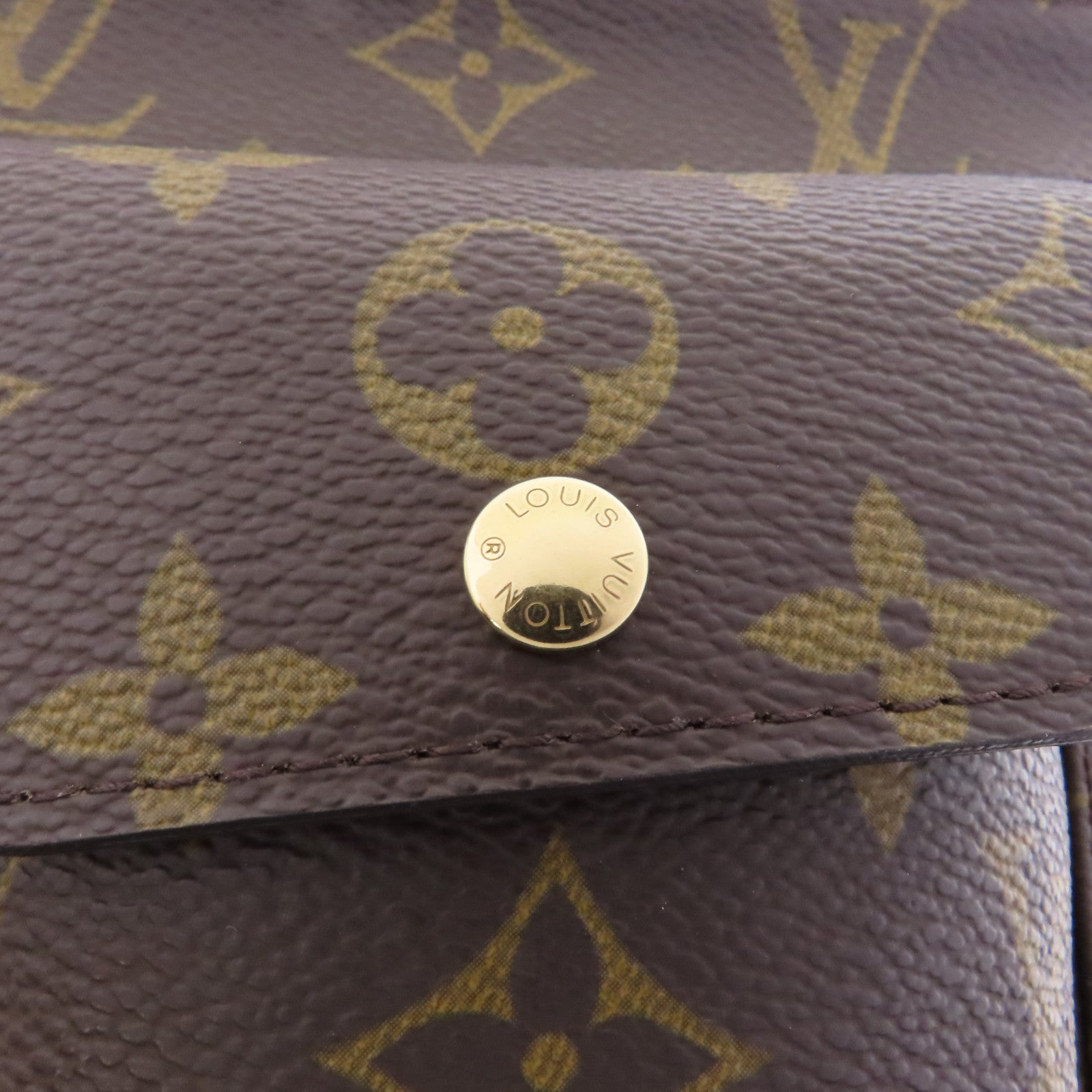 LOUIS VUITTON Monogram Partition金扣手拿包啡色
