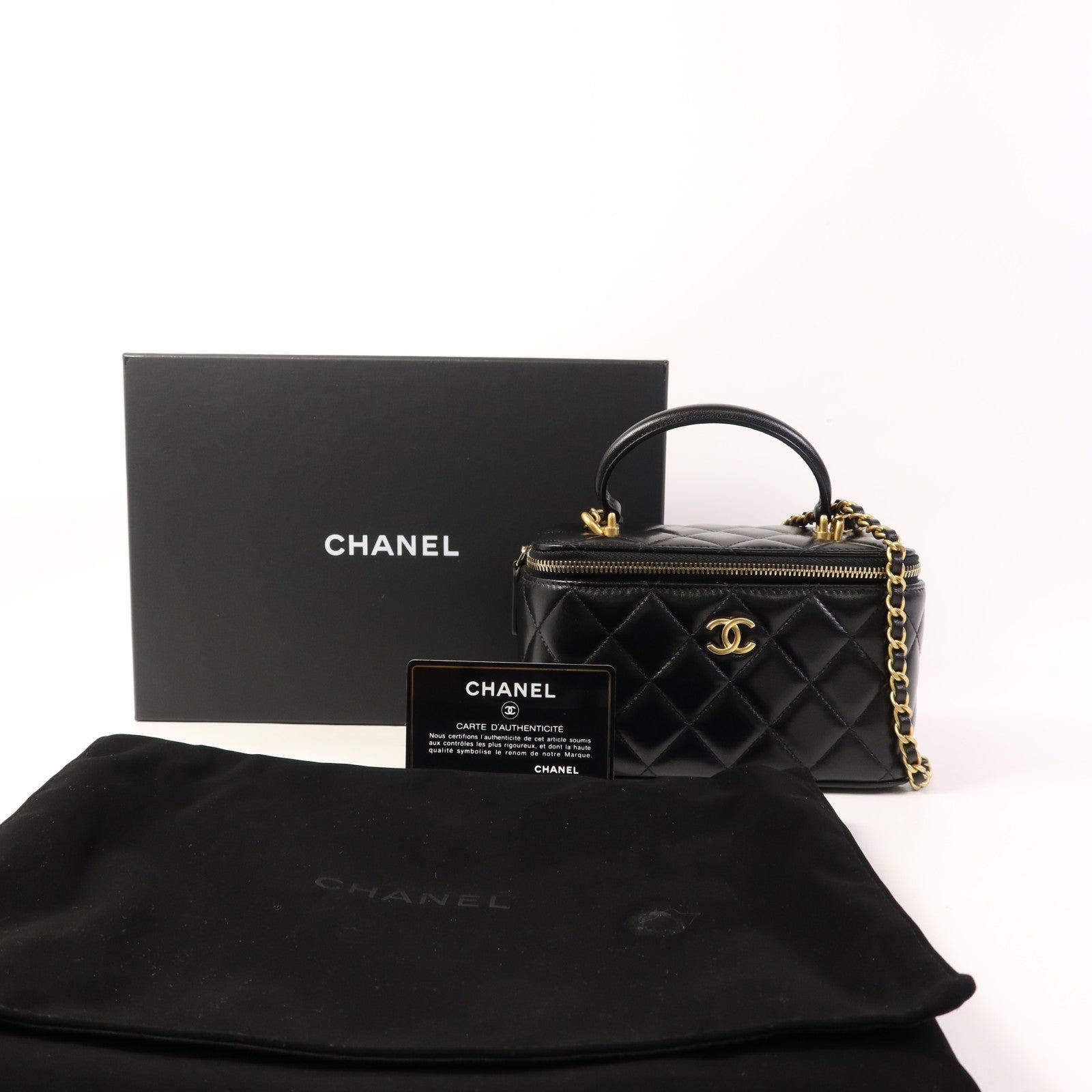 CHANEL 羊皮皮革Vanity Case金扣手挽肩背兩用袋