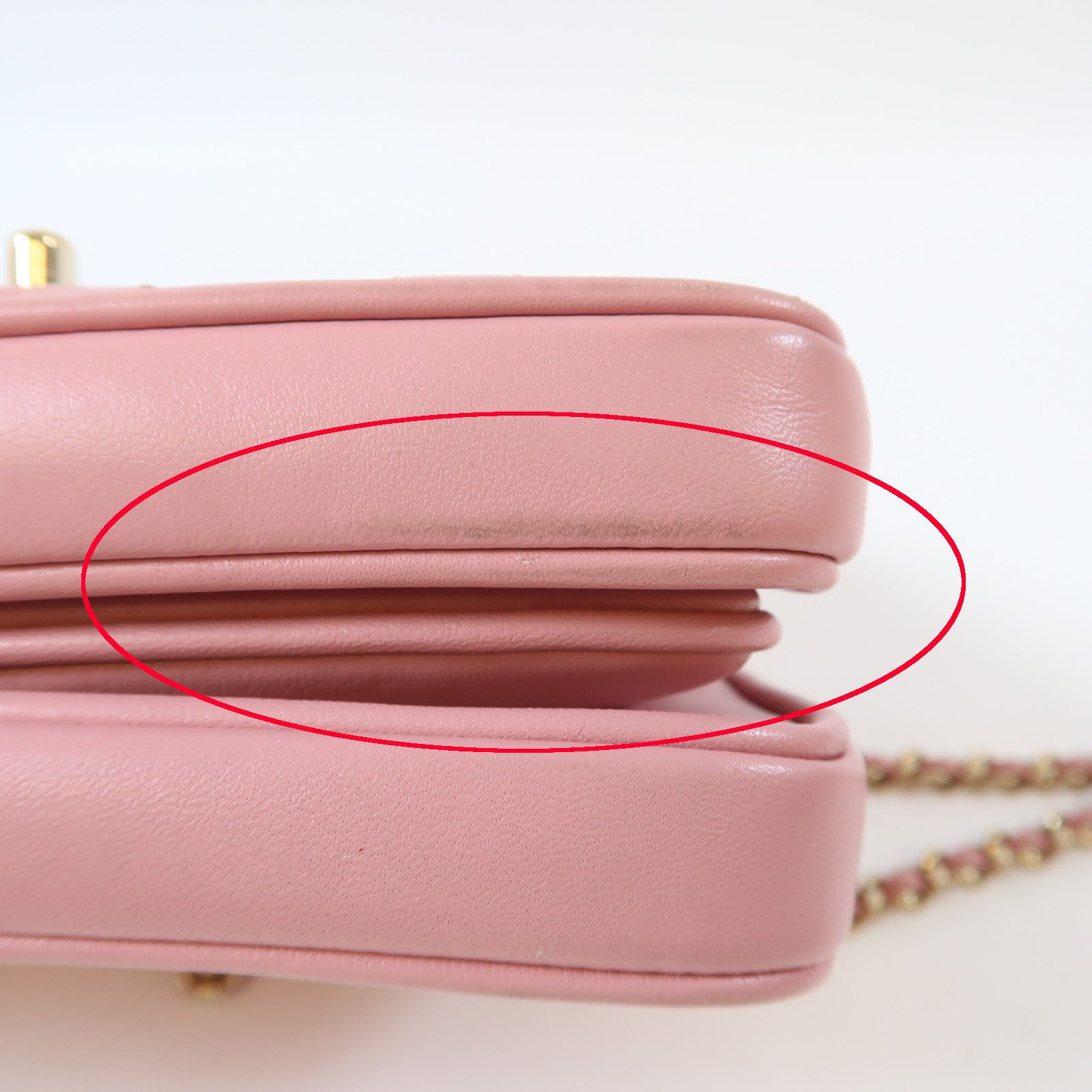 CHANEL 菱格羊皮皮革Mini Flap Bag金扣手挽肩背兩用袋粉紅色