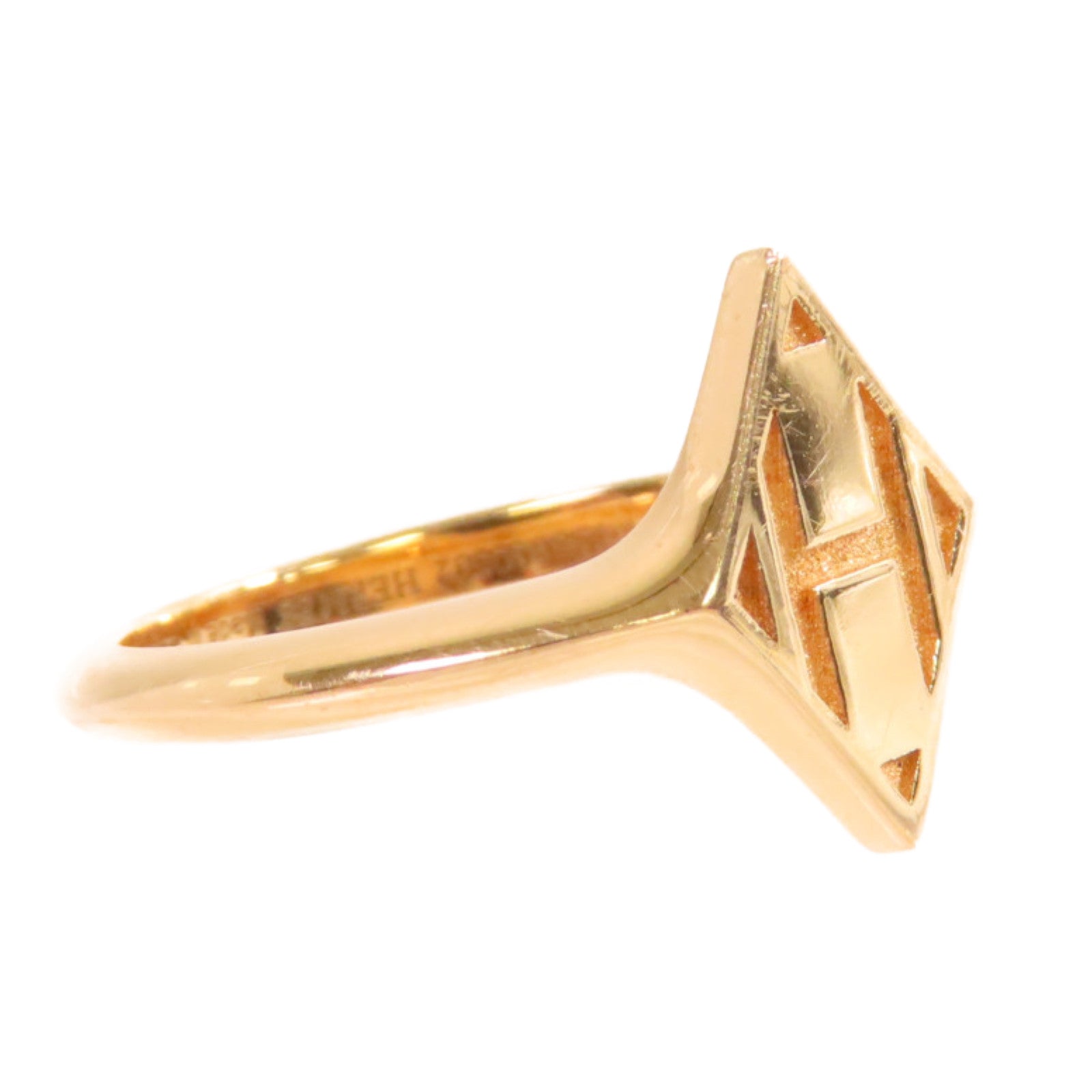 HERMES 18K黃金Gambade H Ring戒指#51/US#5.5