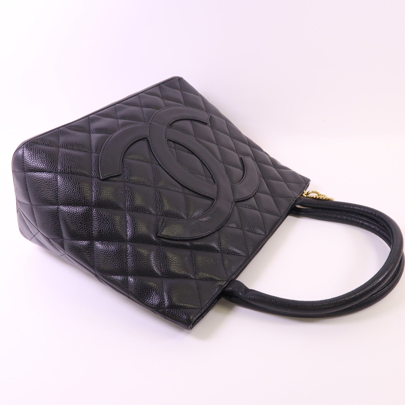 CHANEL 牛皮皮革Handbag金扣手挽袋