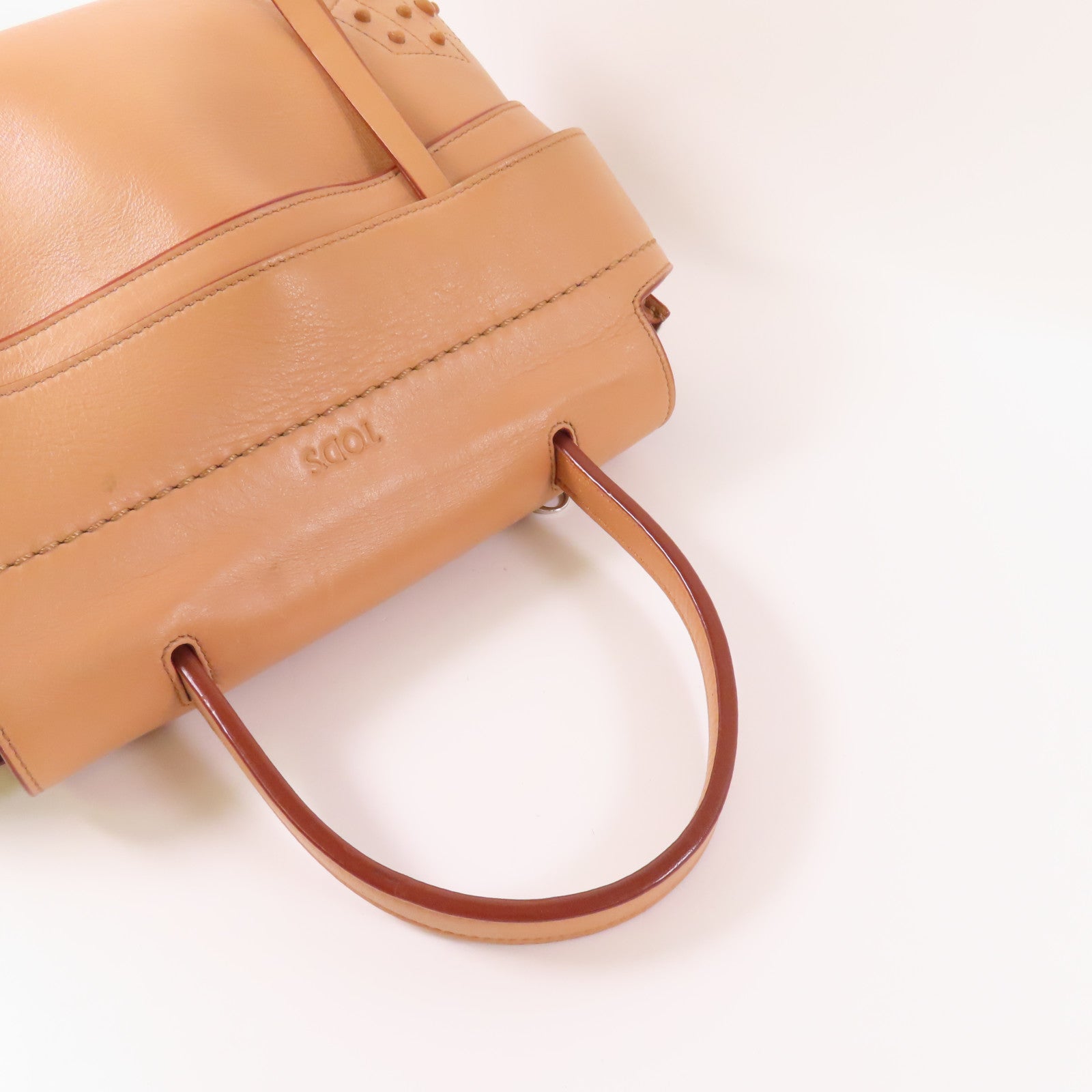 TOD'S 牛皮皮革2 Way Bag銀扣手挽肩背兩用袋