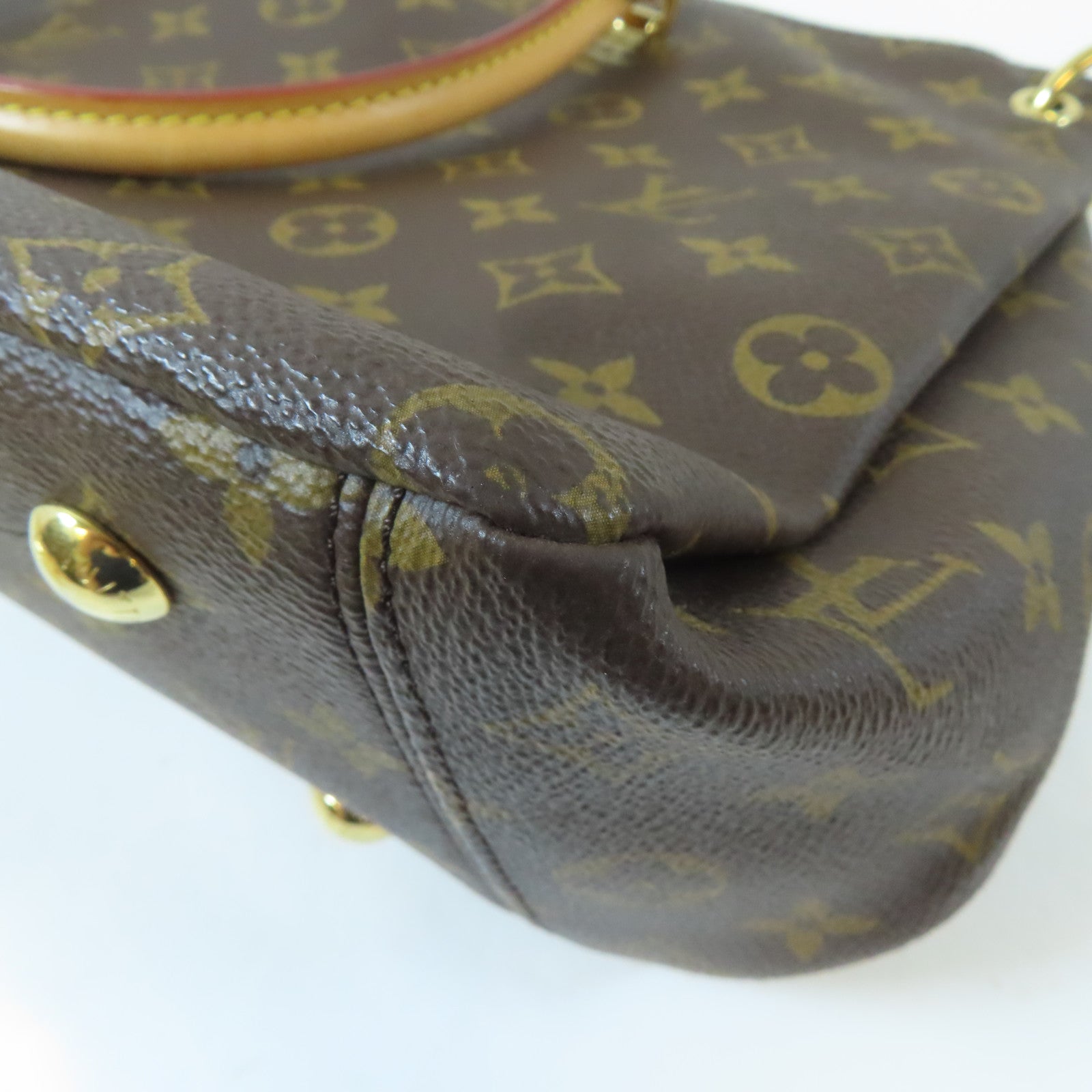 LOUIS VUITTON Monogram Pallas MM金扣手挽肩背兩用袋啡色/紅色