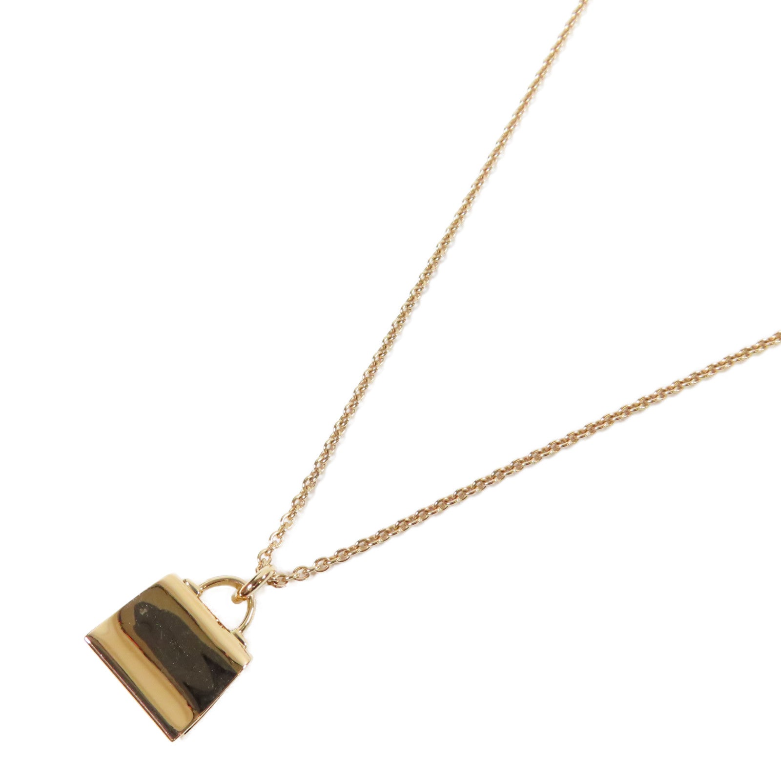 HERMES 18K玫瑰金Kelly Pendant項鍊金色/透明