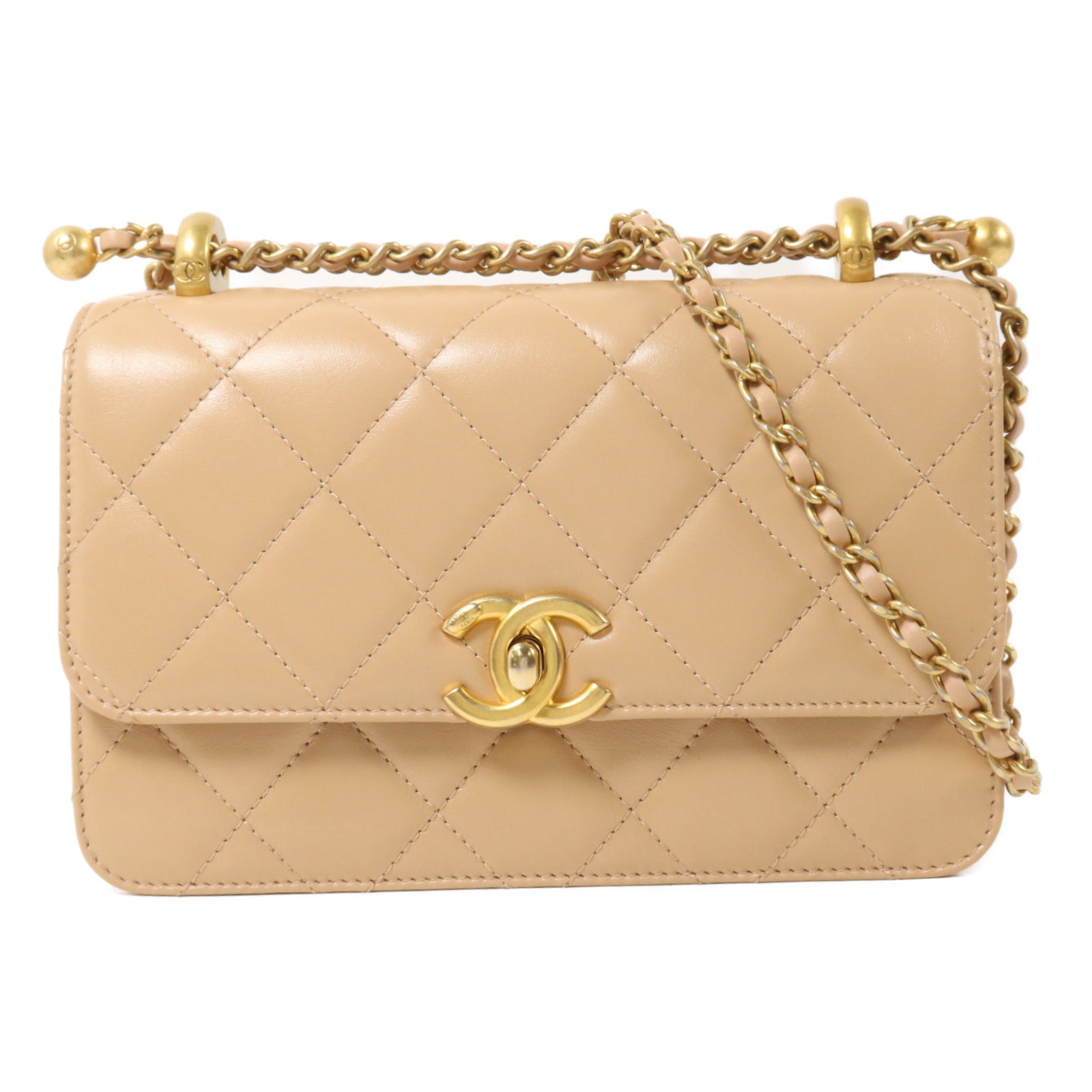CHANEL 牛皮皮革Mini Flap Bag鏈帶肩背袋