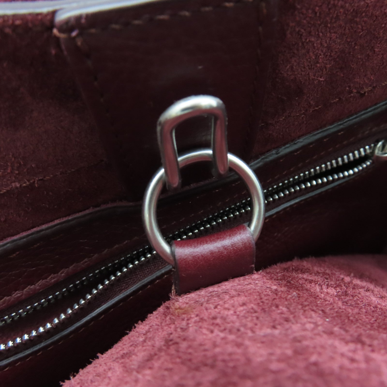 CELINE 【清倉大減價】牛皮皮革2 Way Shoulder銀扣手挽肩背兩用袋酒紅色