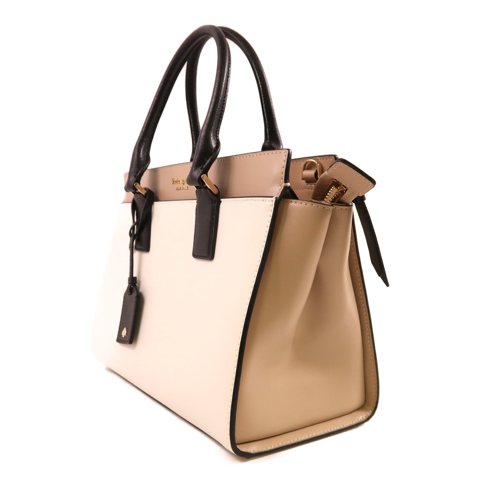 Kate Spade 【激減優惠】牛皮皮革2 Way Shoulder金扣手挽肩背兩用袋白色/米色
