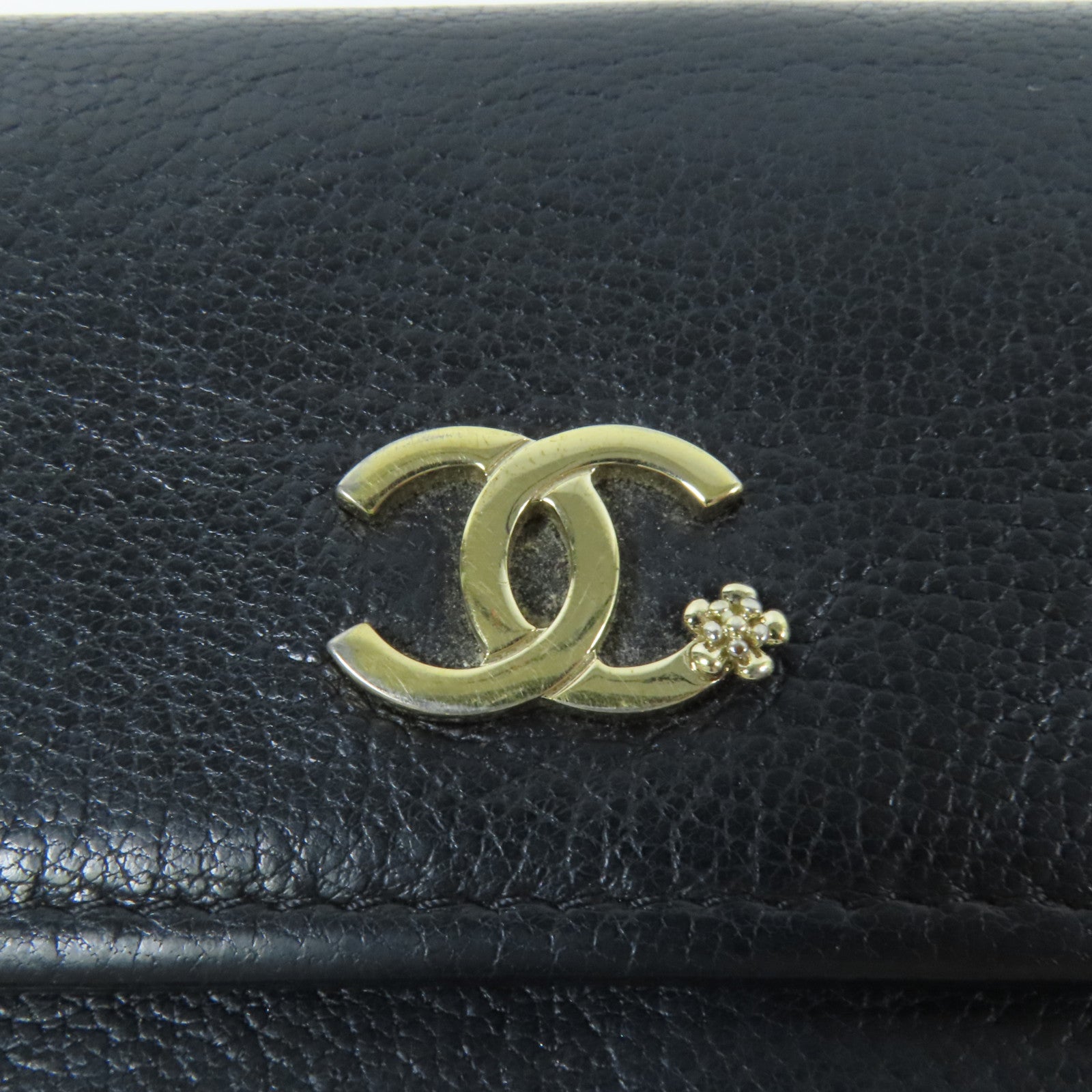 CHANEL 牛皮皮革Long Wallet金扣長錢包