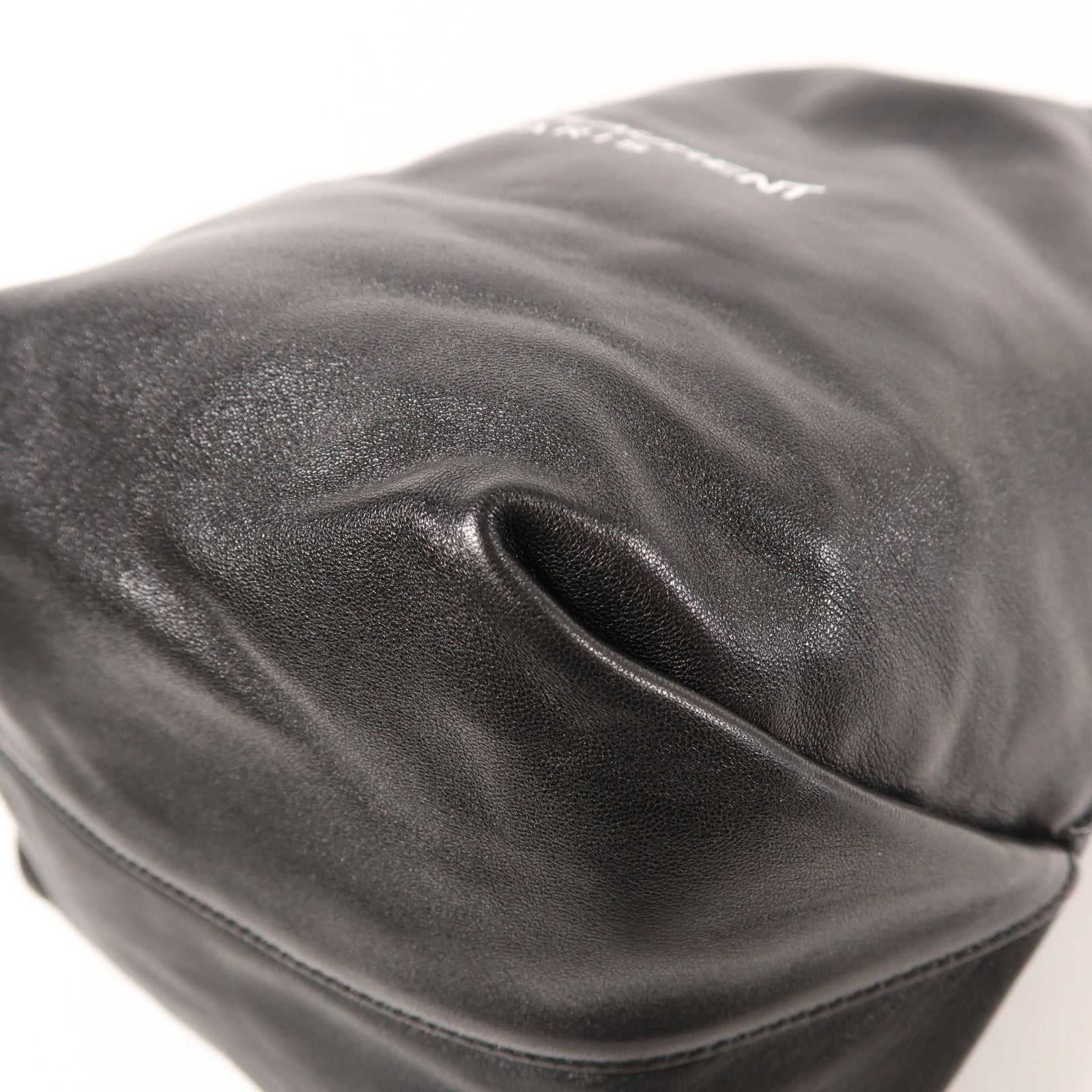 SAINT LAURENT 羊皮皮革Bucket Bag銀扣肩背袋