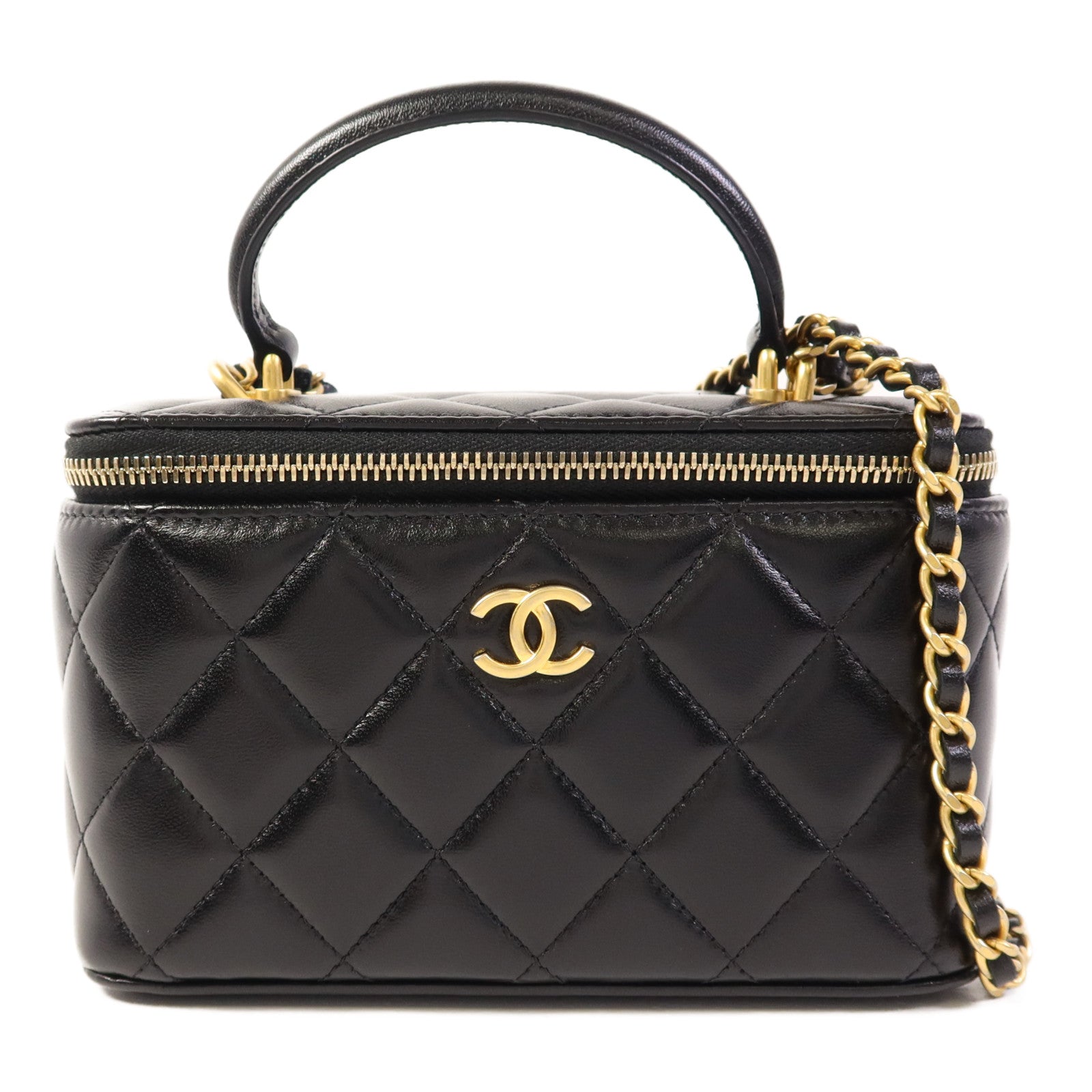 CHANEL 羊皮皮革Vanity Case金扣手挽肩背兩用袋