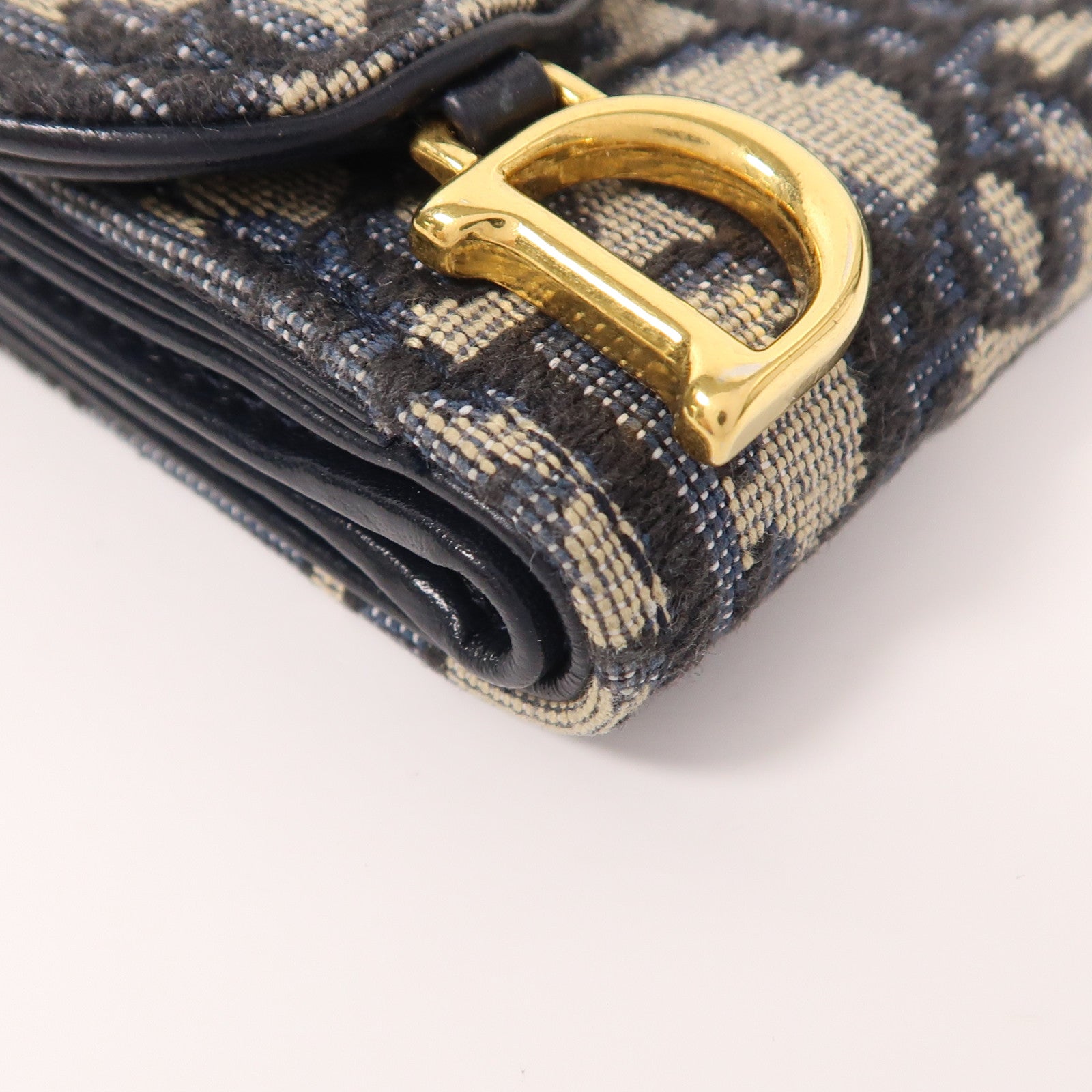 Dior 帆布Saddle Nymphea金扣錢包