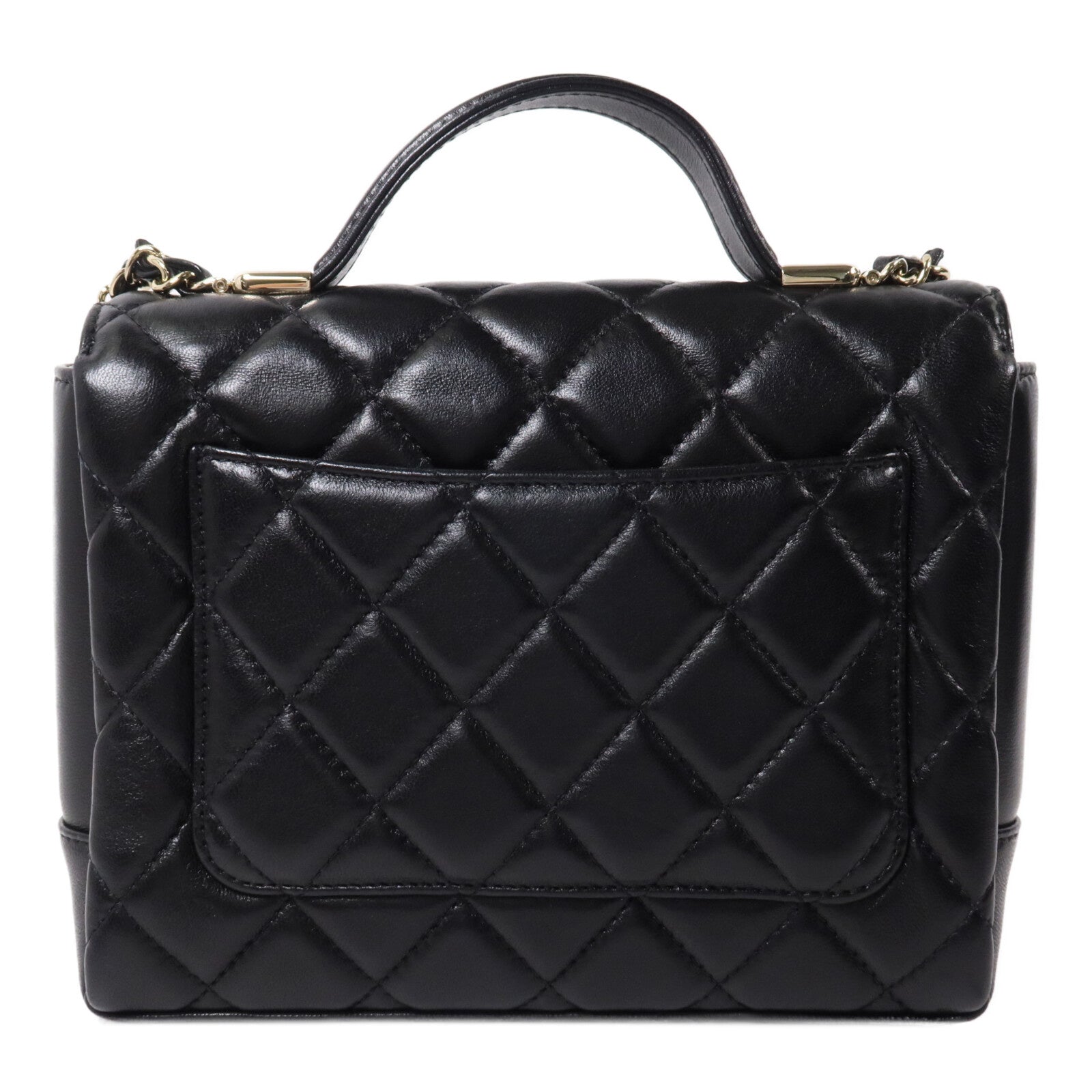 CHANEL 羊皮皮革Top Handle Flap鏈帶肩背袋