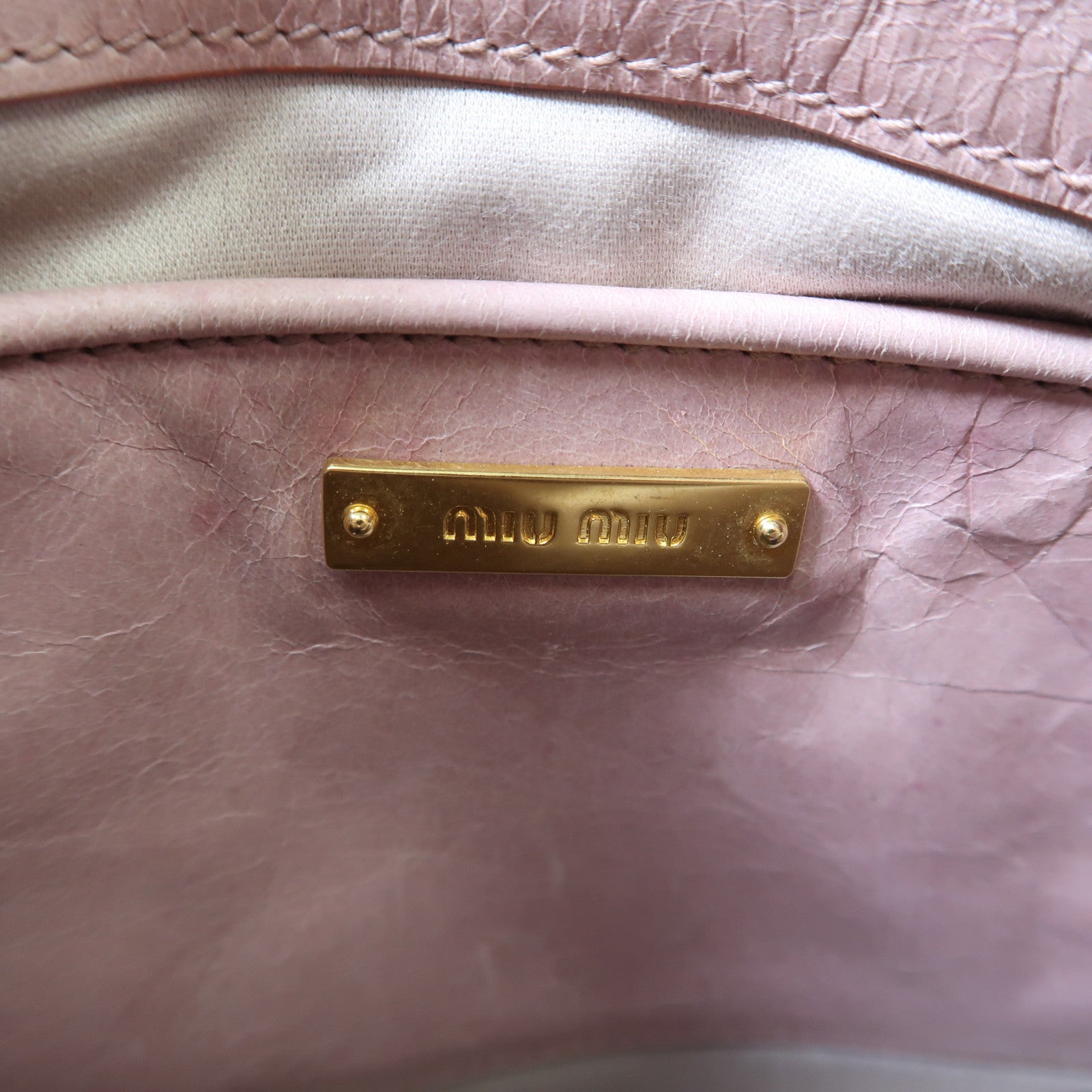 Miu Miu 牛皮皮革2 Way Shoulder金扣手挽肩背兩用袋粉紅色