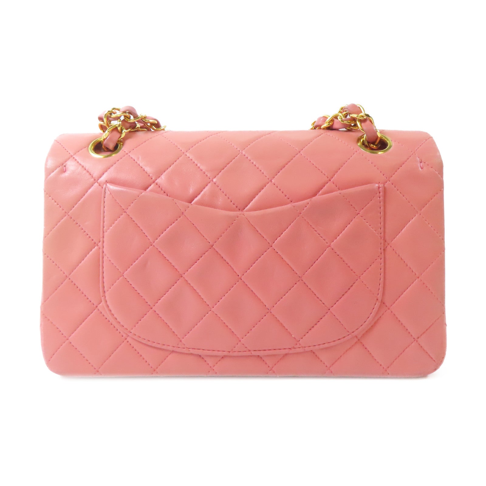 CHANEL 菱格羊皮皮革Chain Shoulder Bag金扣鏈帶肩背袋粉紅色
