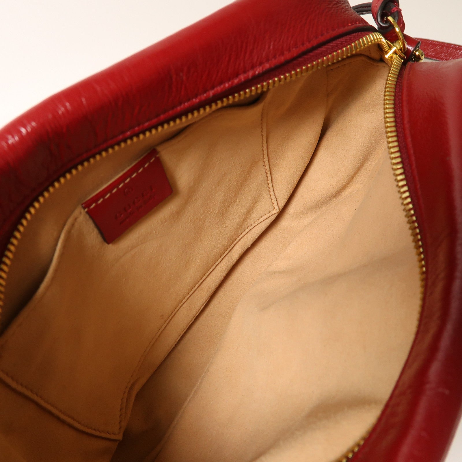 GUCCI 帆布/牛皮皮革Shoulder Bag金扣肩背袋啡色/紅色