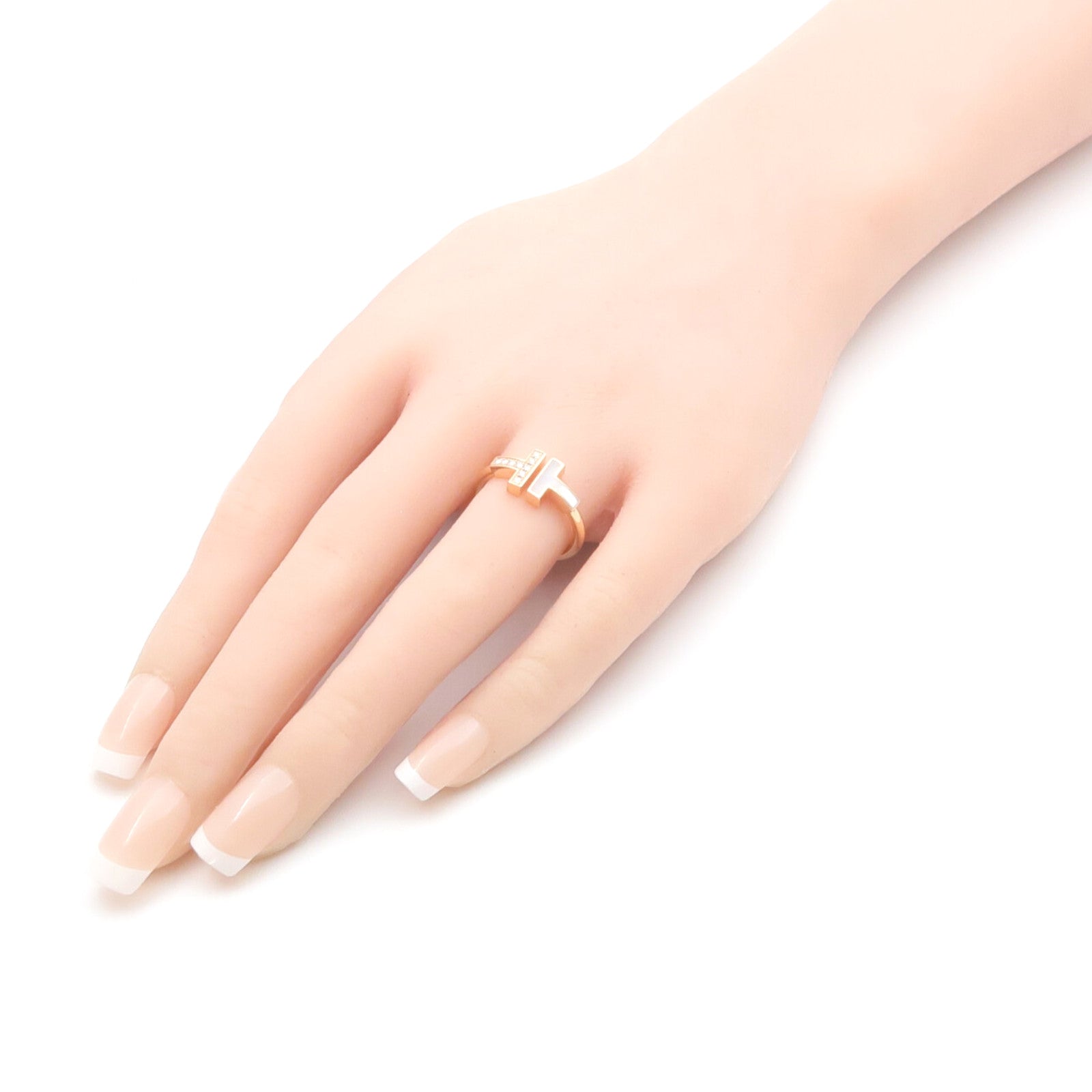 TIFFANY＆CO 18K玫瑰金/珍珠母T Wire戒指