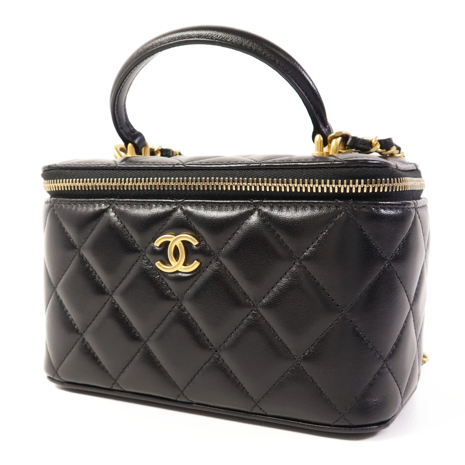 CHANEL 羊皮皮革Vanity Case金扣手挽肩背兩用袋