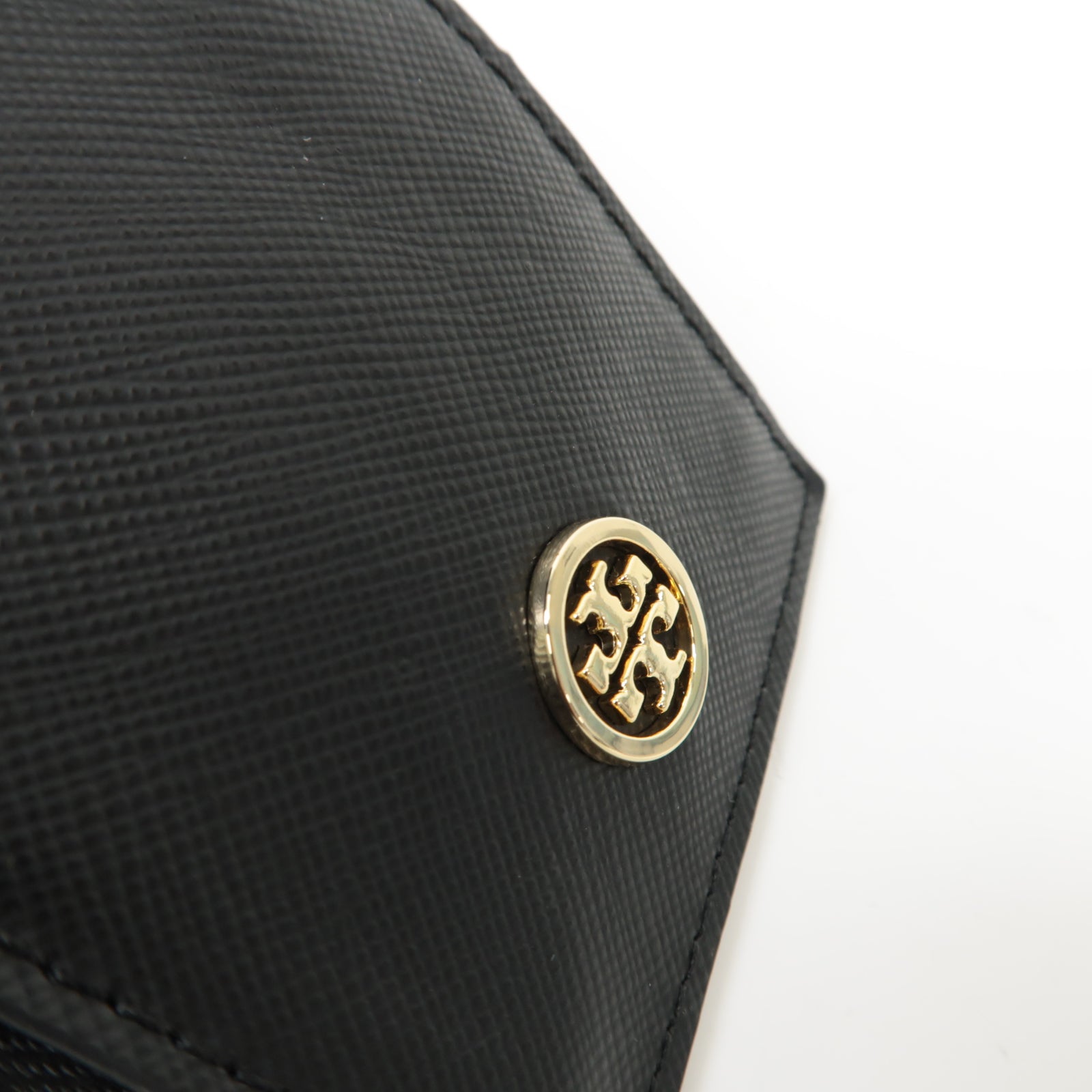 Tory Burch 牛皮皮革Card Holder金扣卡片套黑色